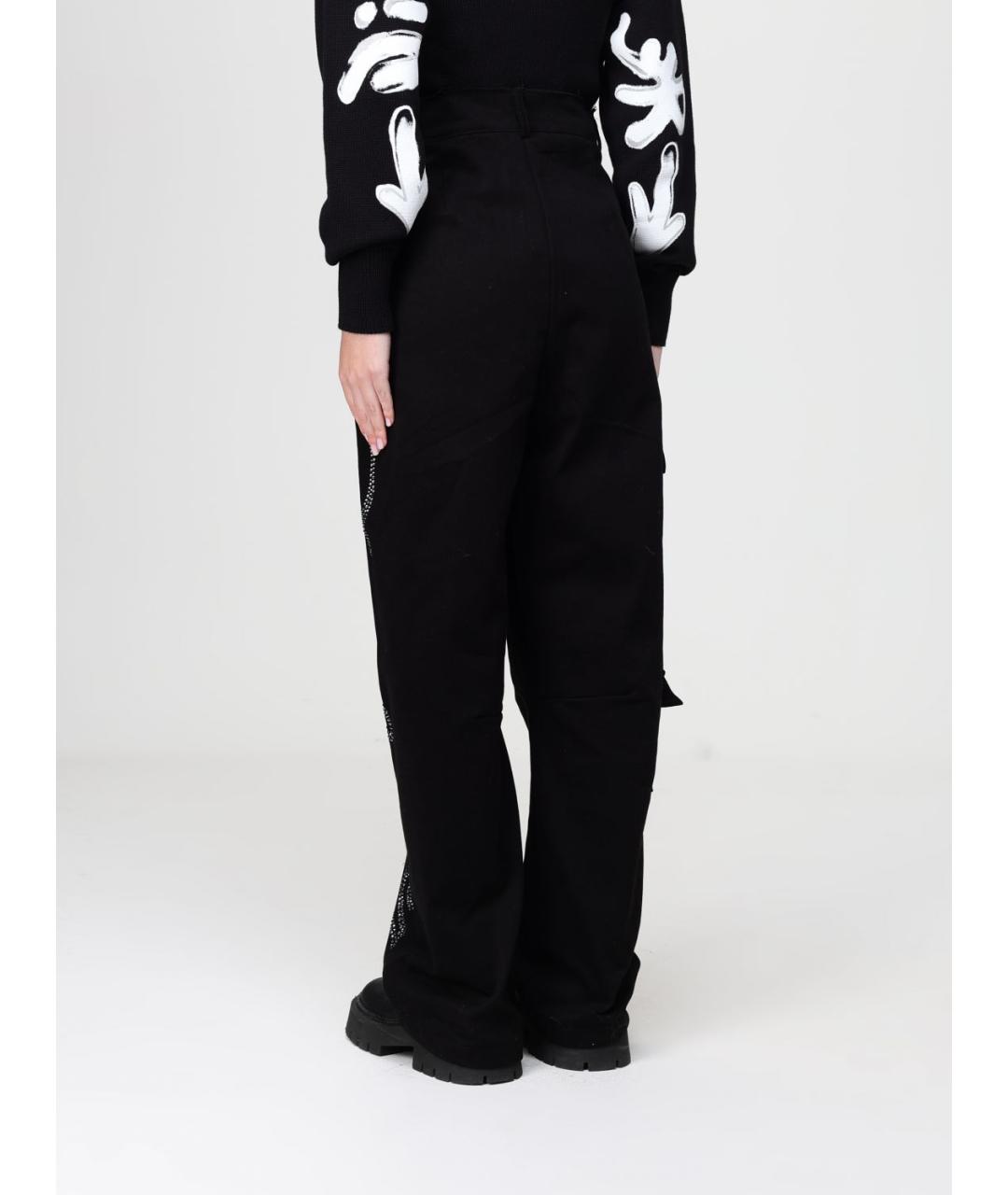 DISCLAIMER Черные хлопковые прямые брюки, фото 2