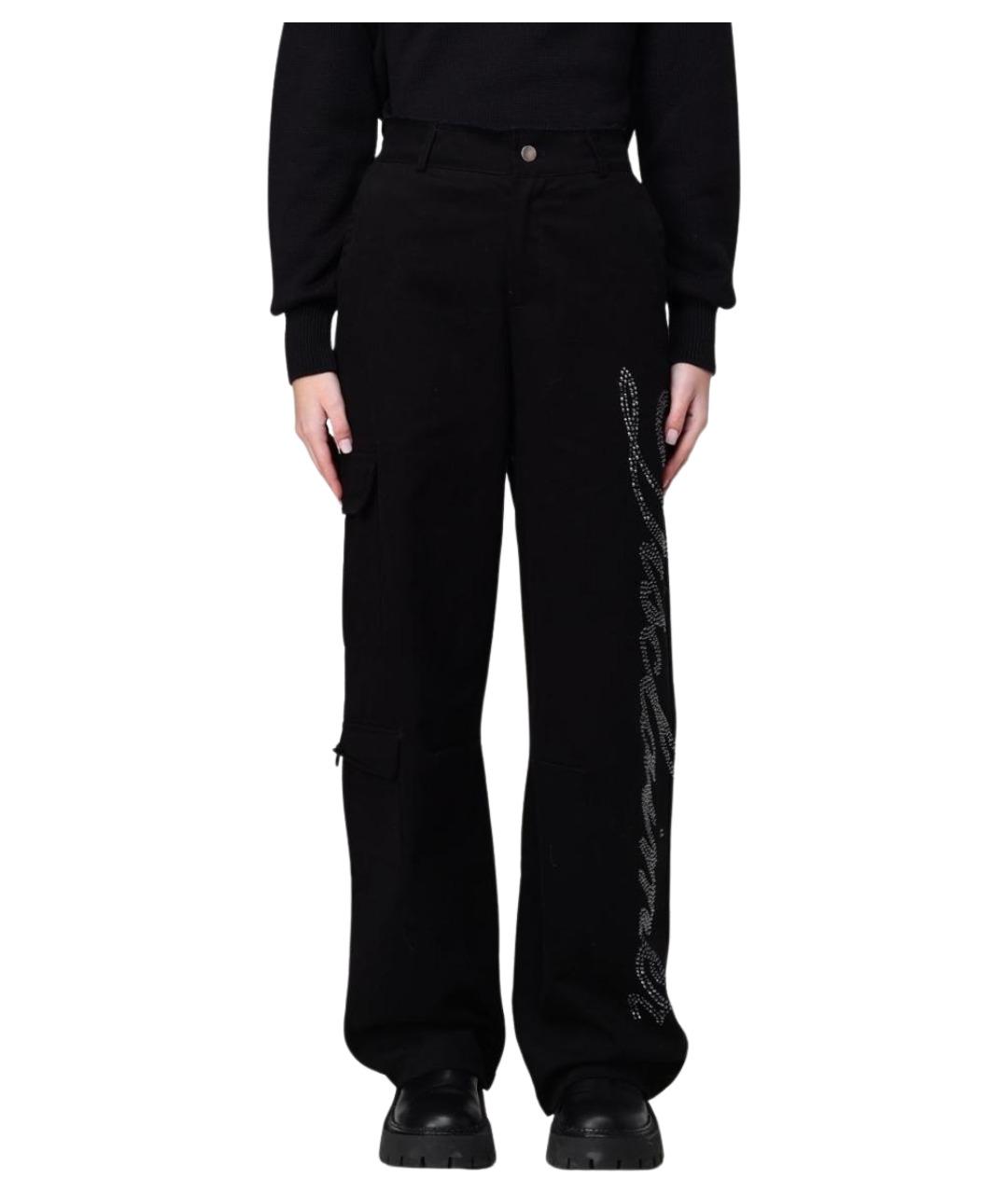 DISCLAIMER Черные хлопковые прямые брюки, фото 1