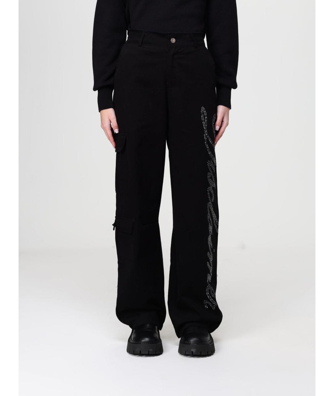 DISCLAIMER Черные хлопковые прямые брюки, фото 4