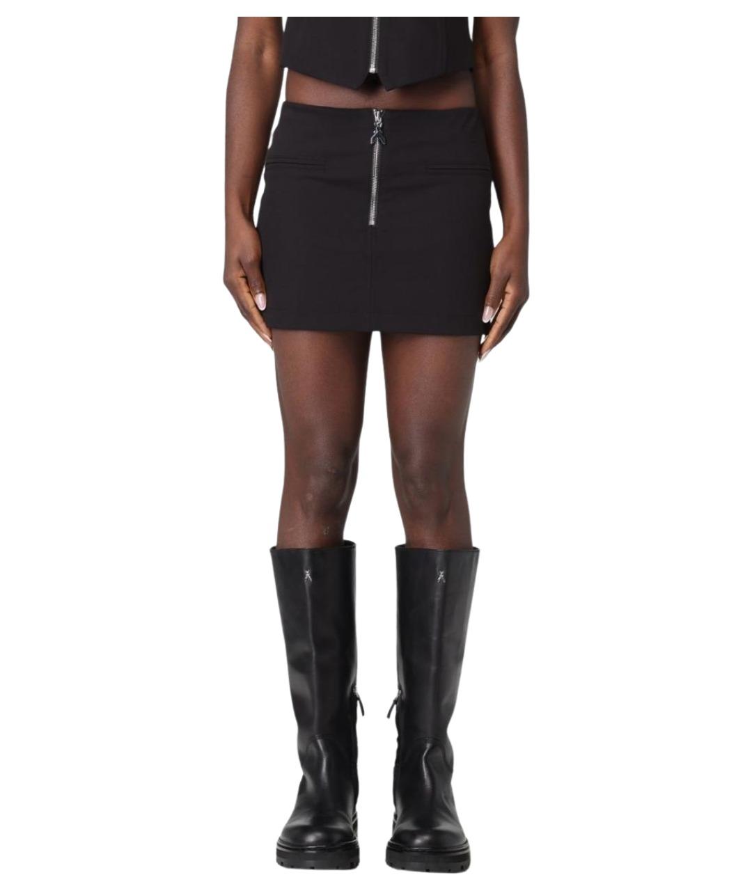 PATRIZIA PEPE Черная хлопковая юбка мини, фото 1