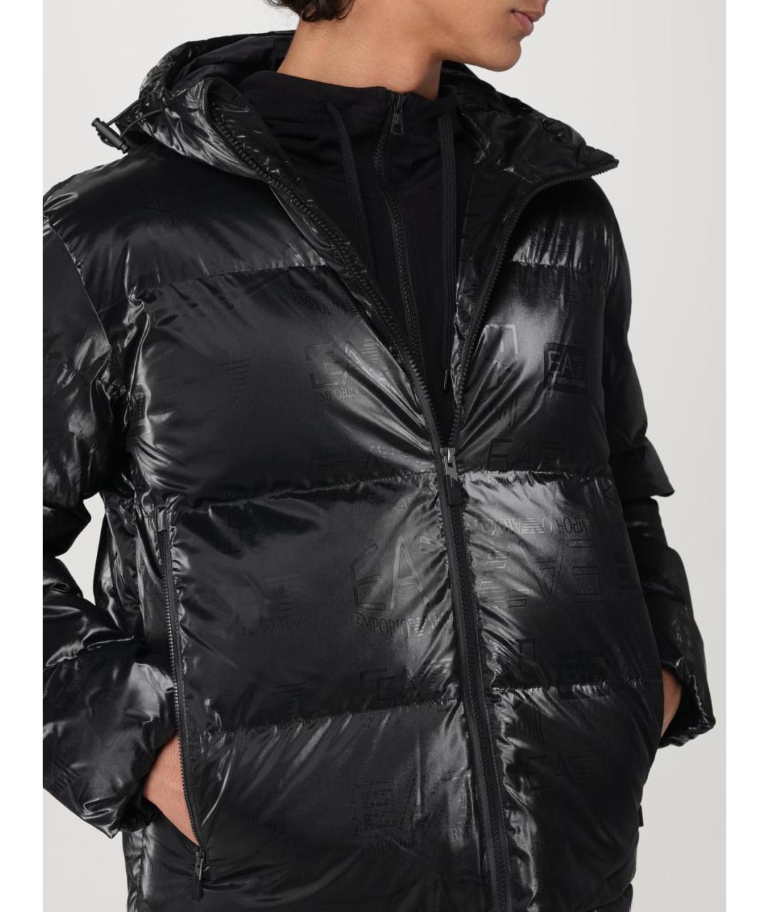 EA7 Черная полиэстеровая куртка, фото 5