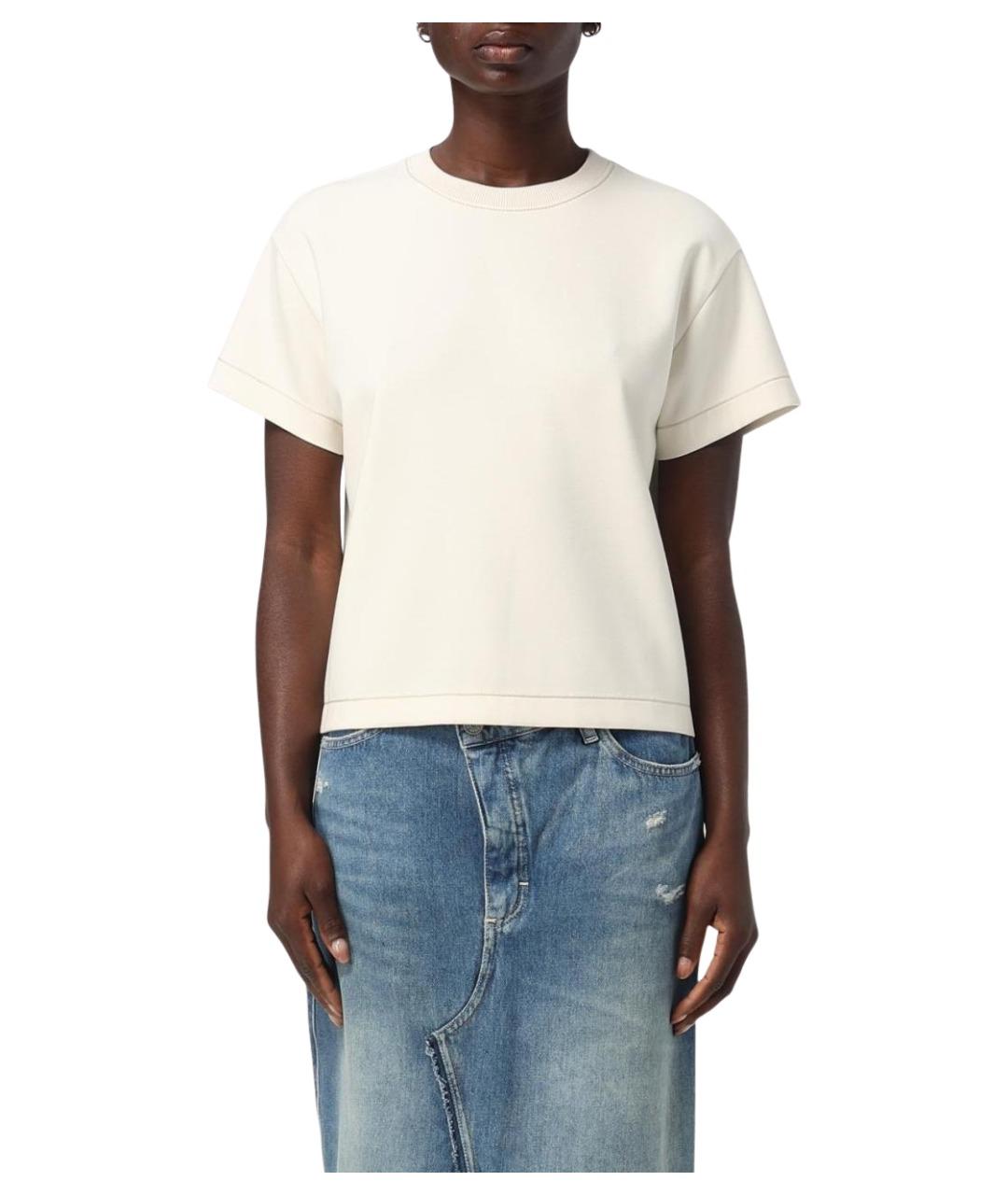 THEORY Бежевая вискозная футболка, фото 1