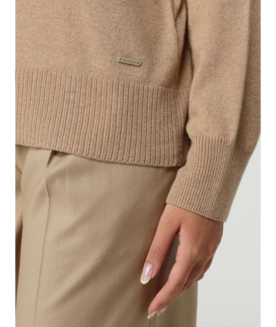 WOOLRICH Бежевый шерстяной джемпер / свитер, фото 3