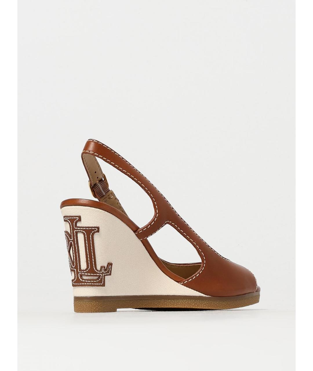 RALPH LAUREN Коричневые кожаные босоножки, фото 3