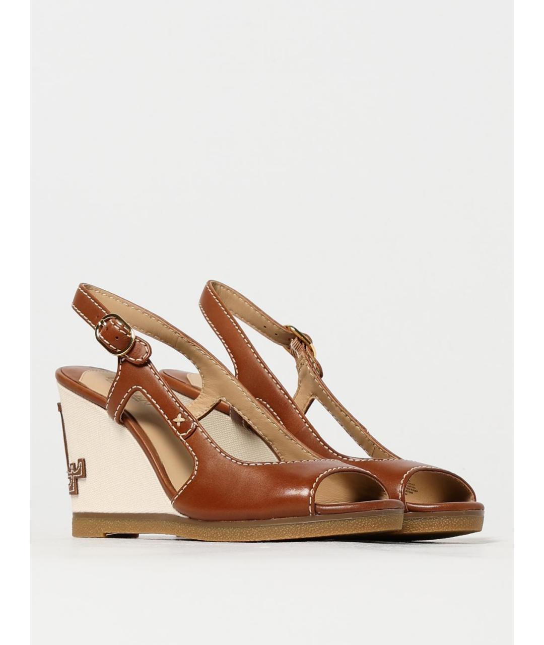 RALPH LAUREN Коричневые кожаные босоножки, фото 2