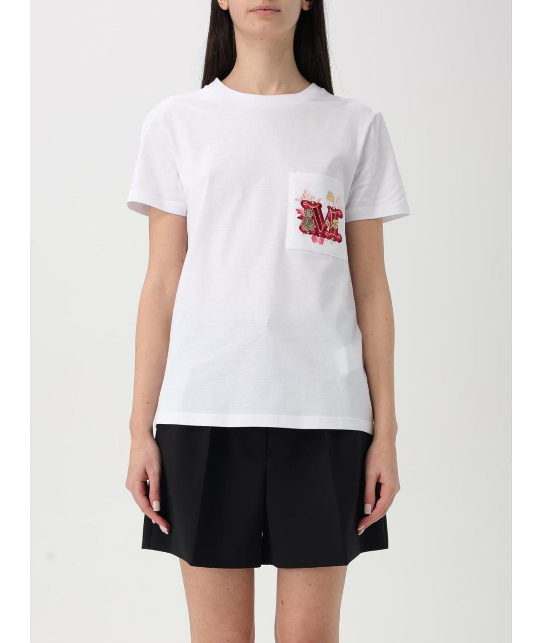 MAX MARA Белая хлопковая футболка, фото 2