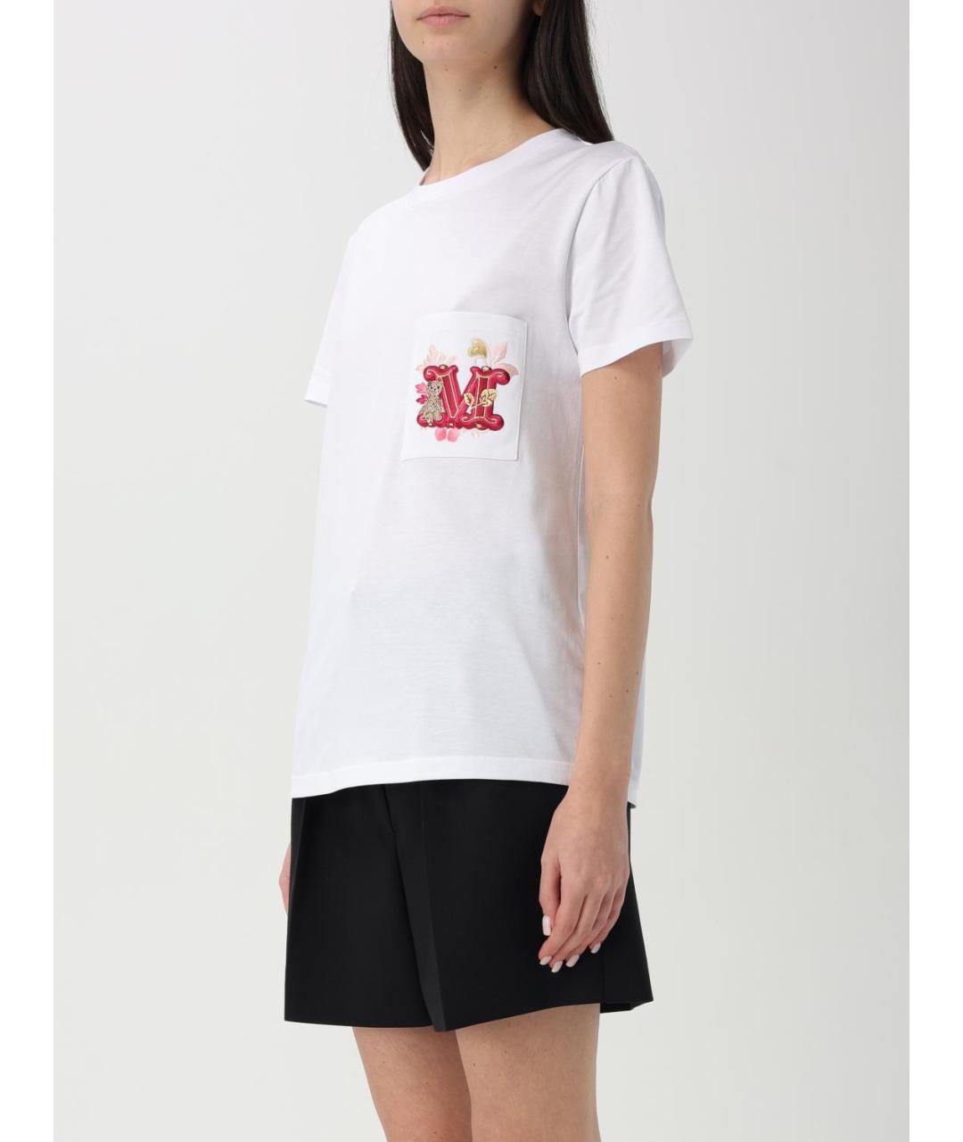 MAX MARA Белая хлопковая футболка, фото 5