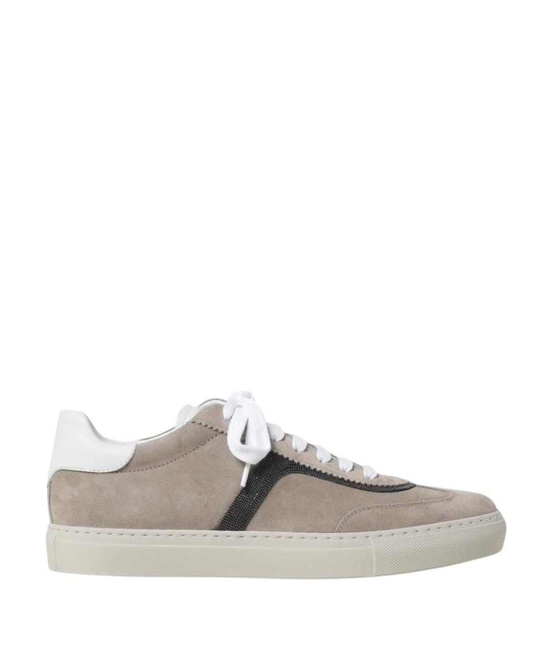 BRUNELLO CUCINELLI Бежевые замшевые кеды, фото 1