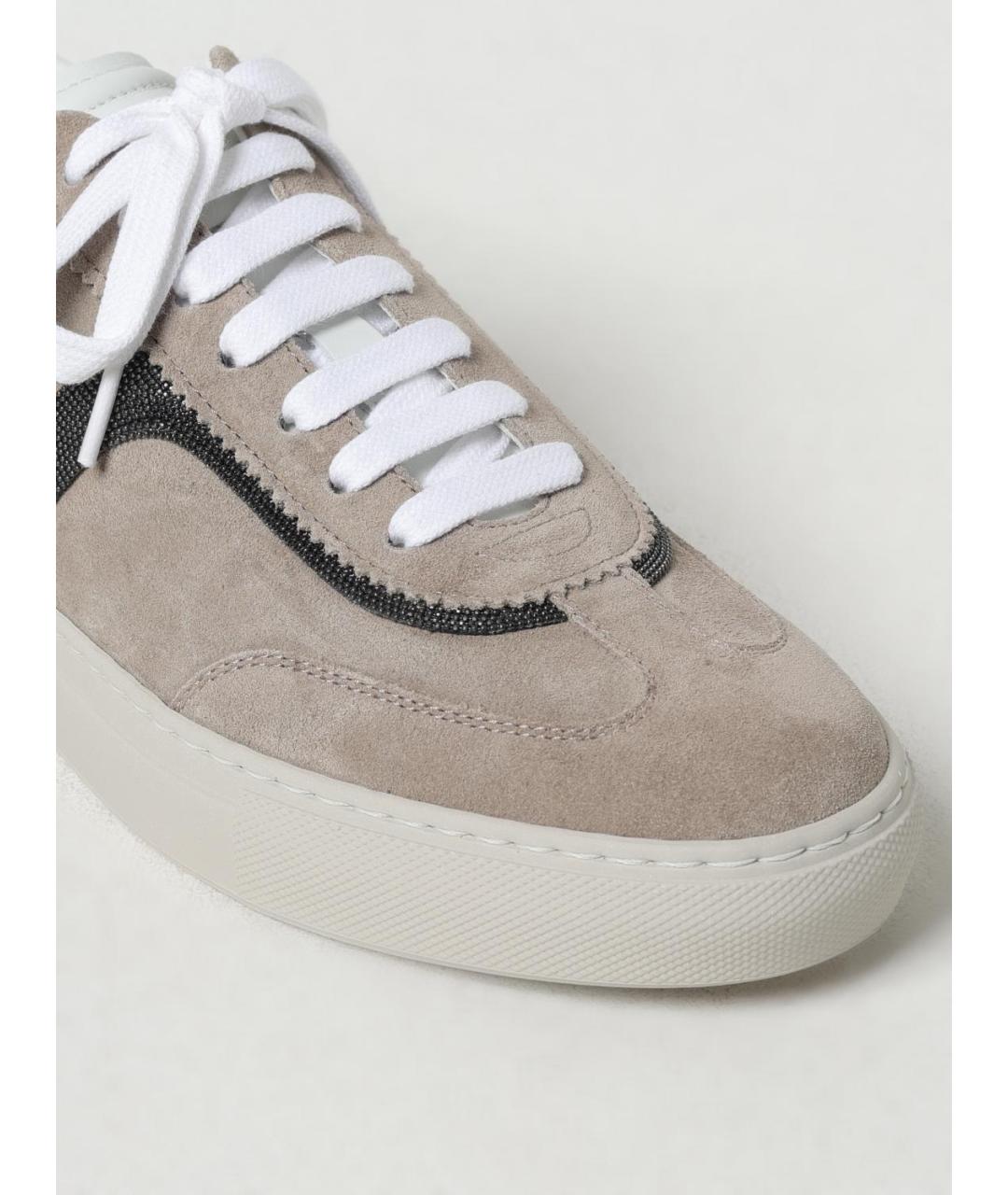 BRUNELLO CUCINELLI Бежевые замшевые кеды, фото 4