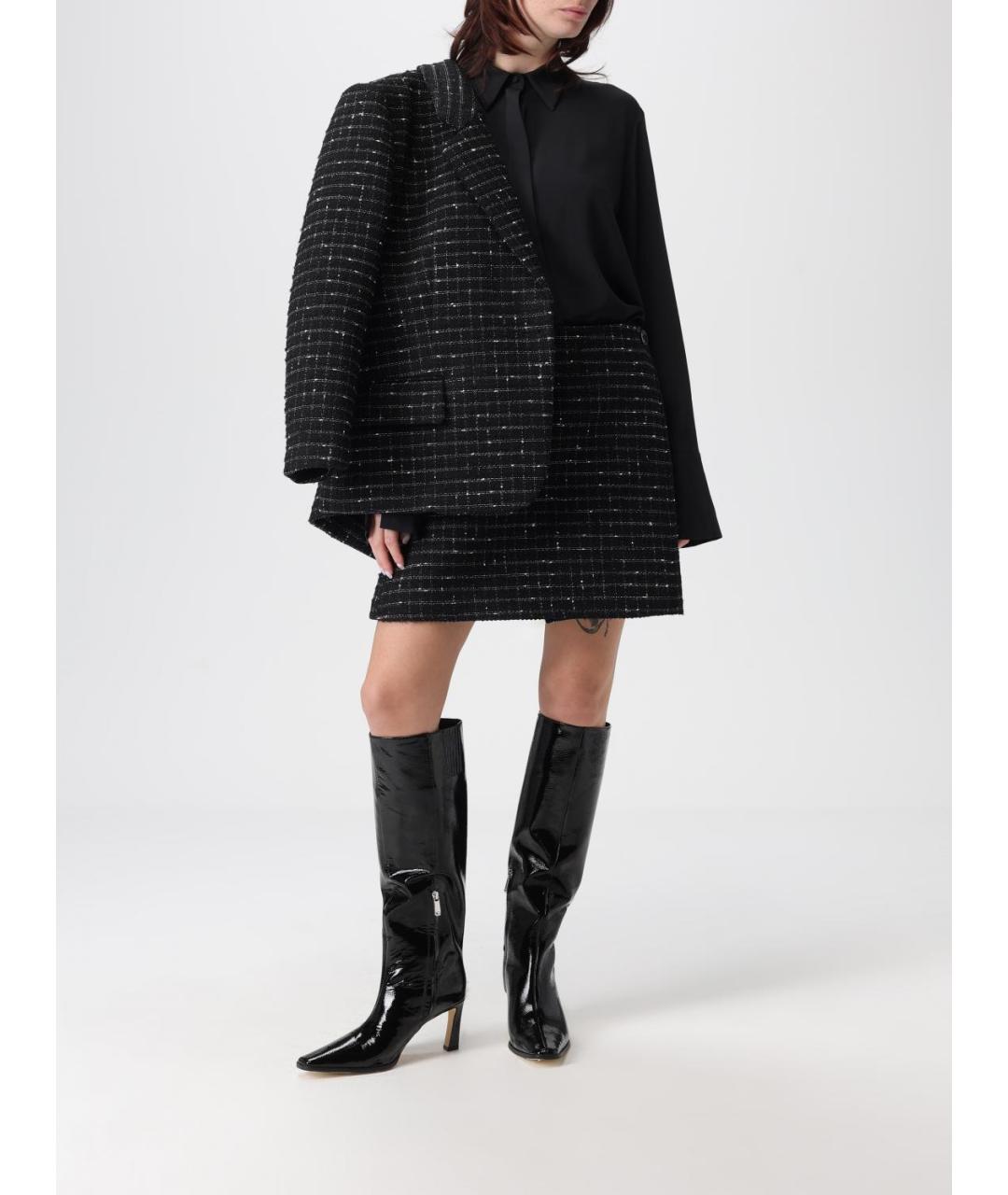 MSGM Черная полиэстеровая юбка мини, фото 2