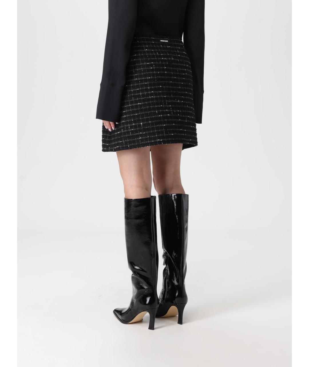 MSGM Черная полиэстеровая юбка мини, фото 3