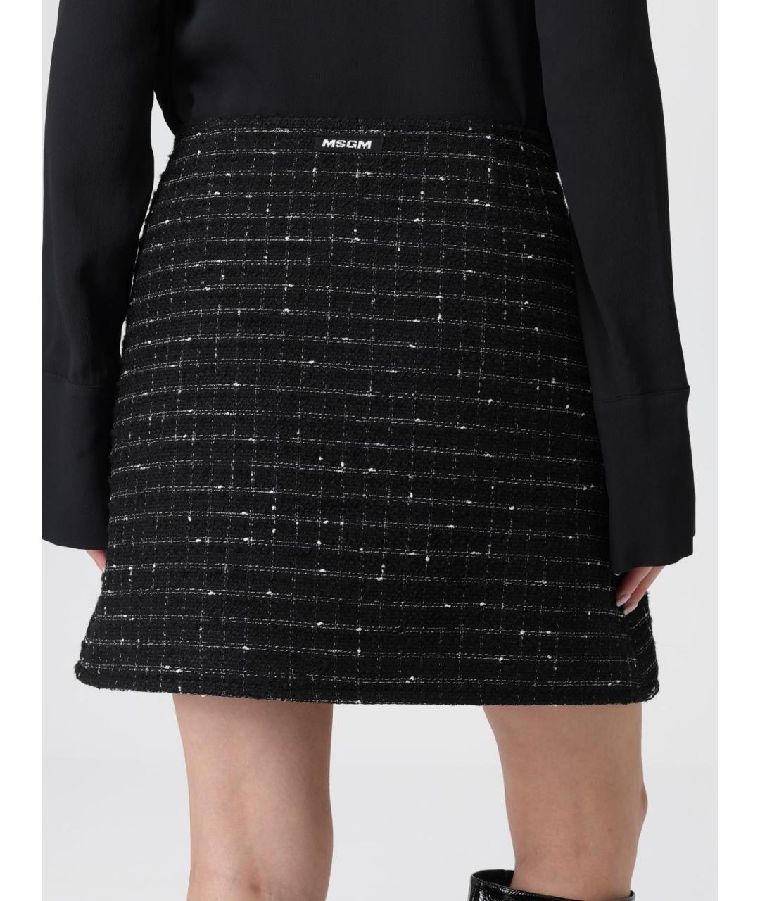 MSGM Черная полиэстеровая юбка мини, фото 4