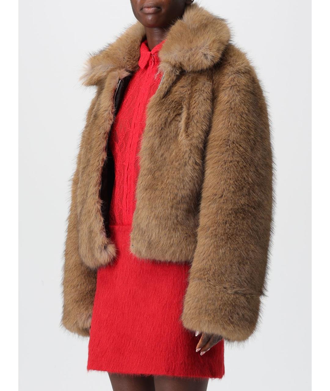 MSGM Коричневая полиэстеровая шуба, фото 3