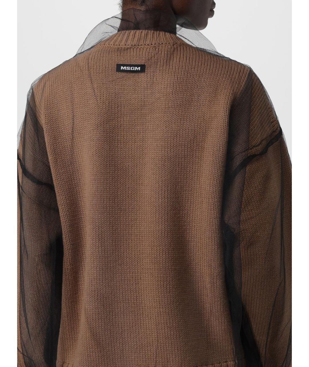 MSGM Коричневый шерстяной кардиган, фото 4