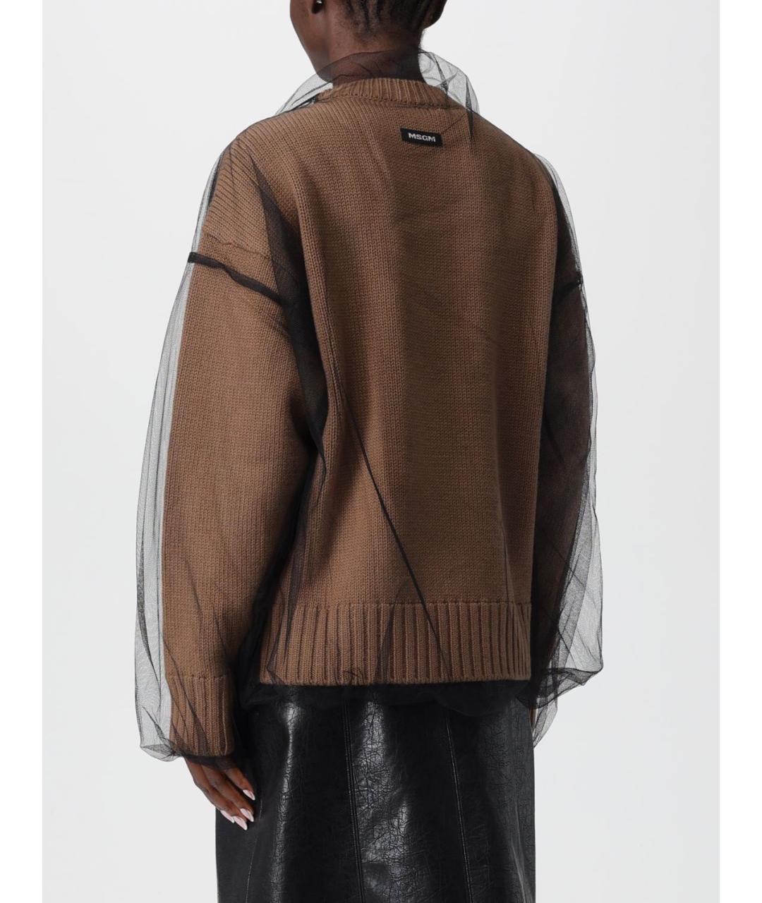 MSGM Коричневый шерстяной кардиган, фото 3
