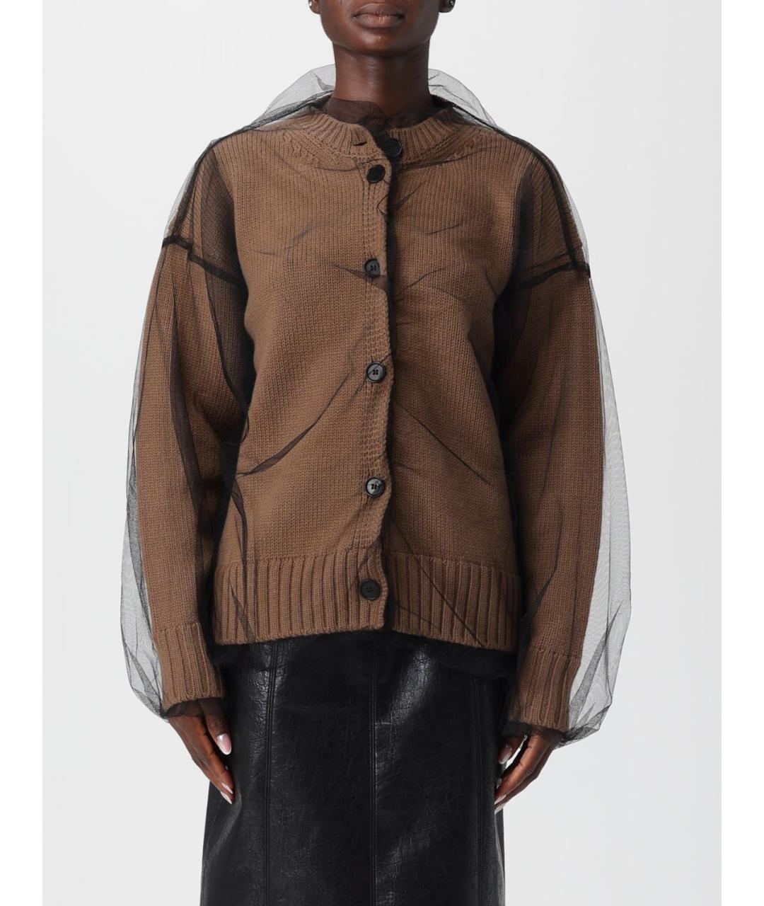 MSGM Коричневый шерстяной кардиган, фото 2