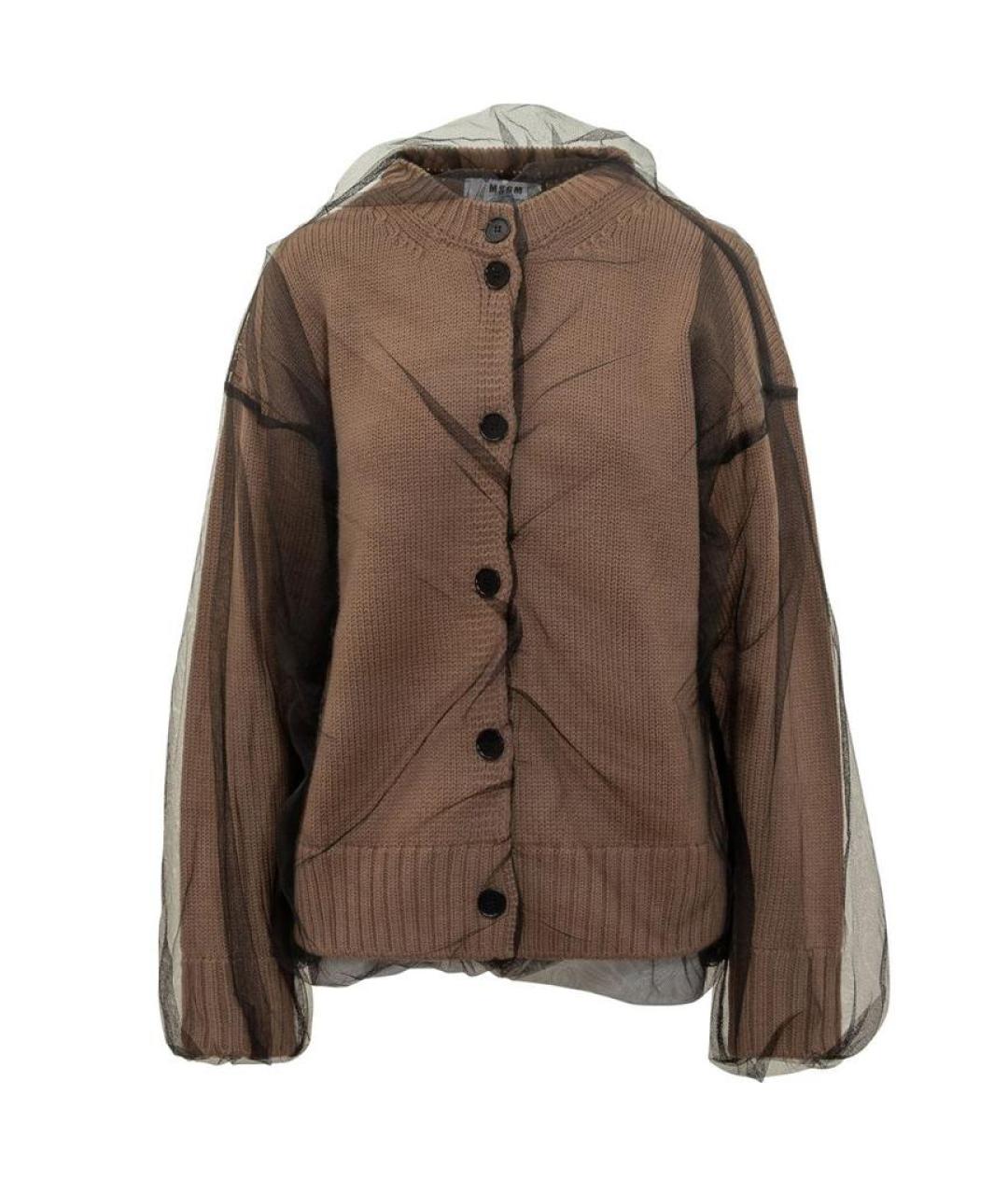 MSGM Коричневый шерстяной кардиган, фото 1