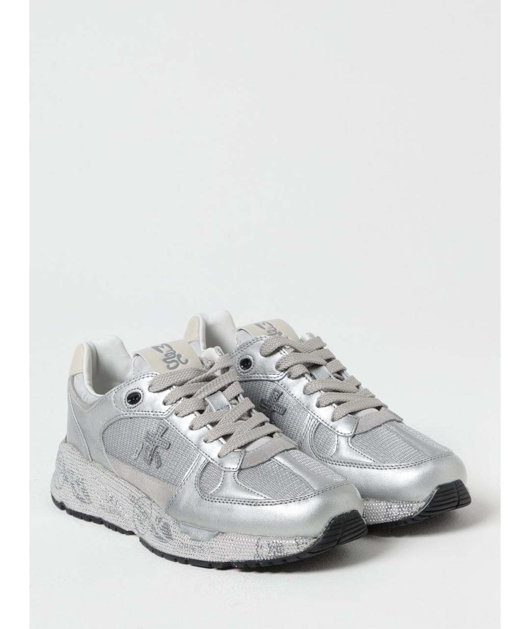 PREMIATA Серебряные кожаные кроссовки, фото 2