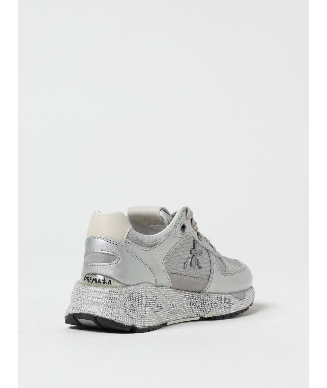PREMIATA Серебряные кожаные кроссовки, фото 3