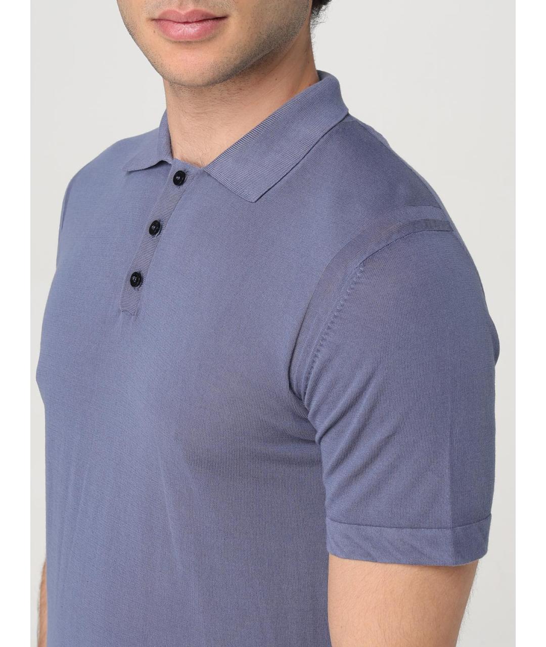 PEUTEREY Синее хлопковое поло с коротким рукавом, фото 3
