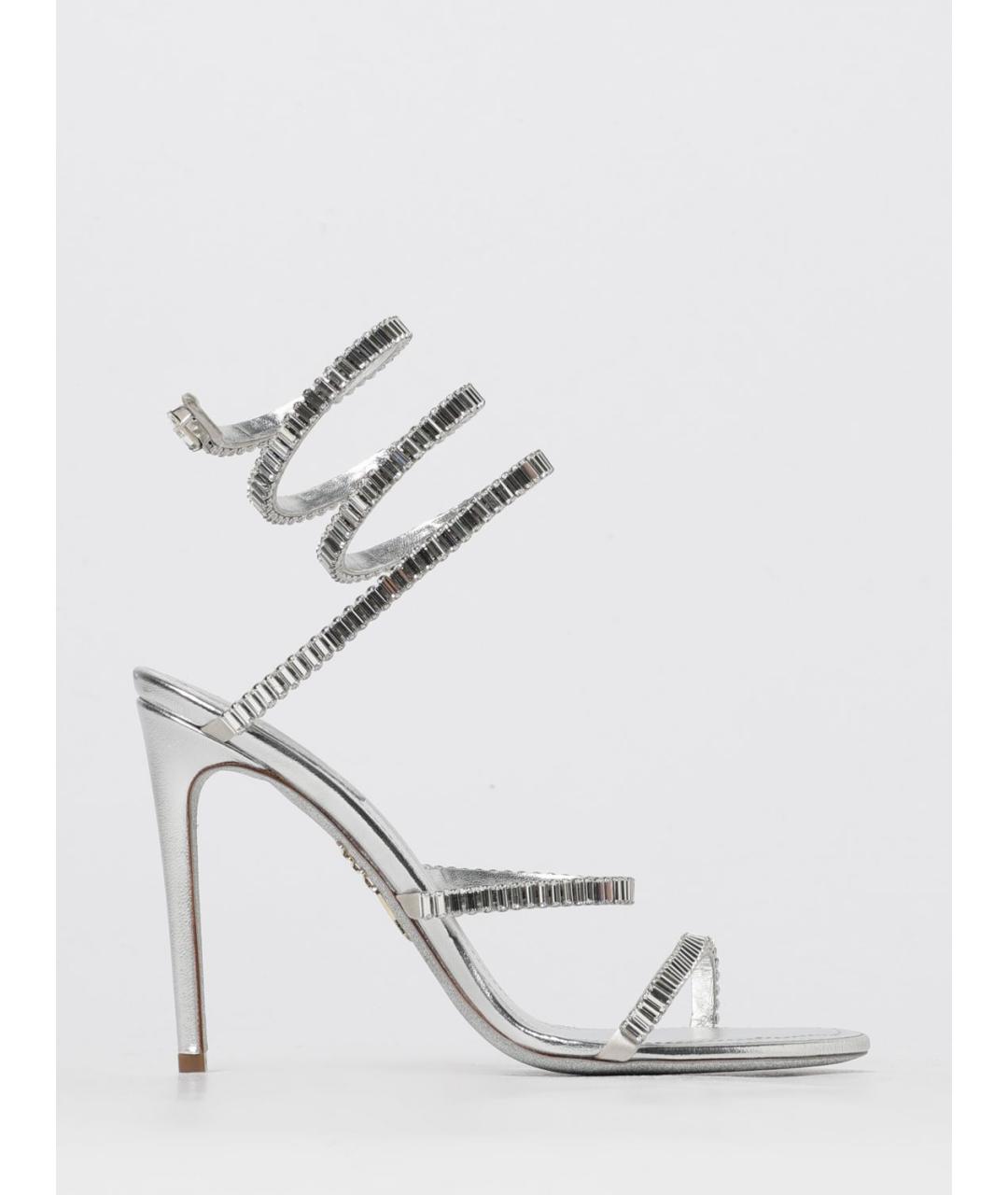 RENE CAOVILLA Серебряные кожаные босоножки, фото 5