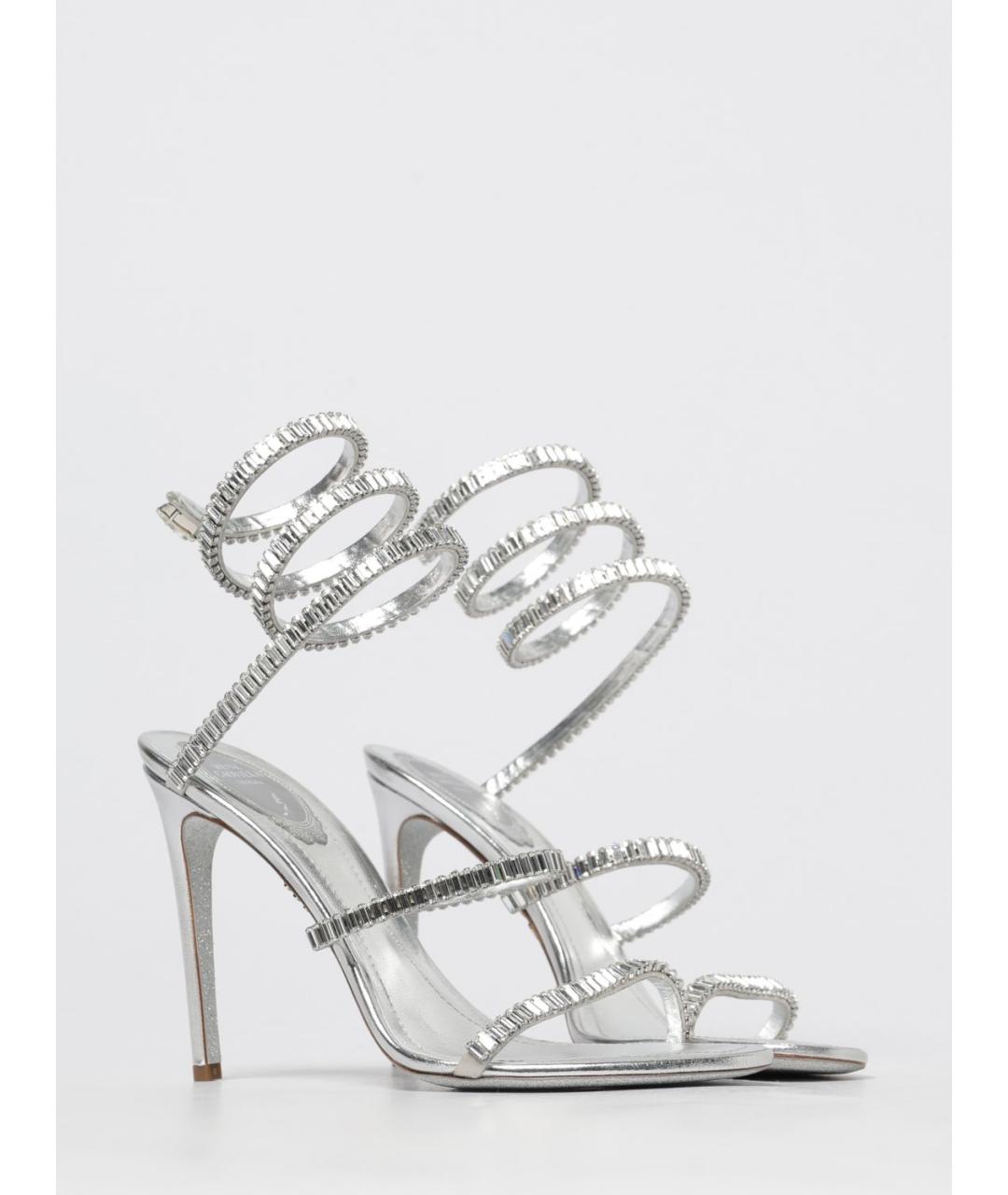 RENE CAOVILLA Серебряные кожаные босоножки, фото 2