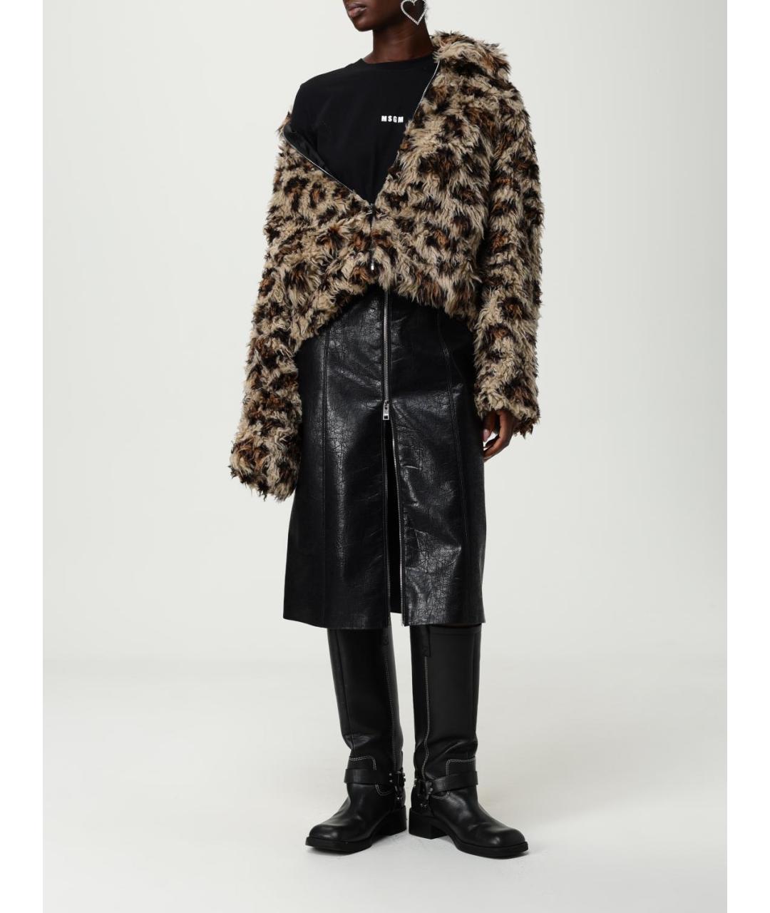 MSGM Бежевая полиэстеровая шуба, фото 2