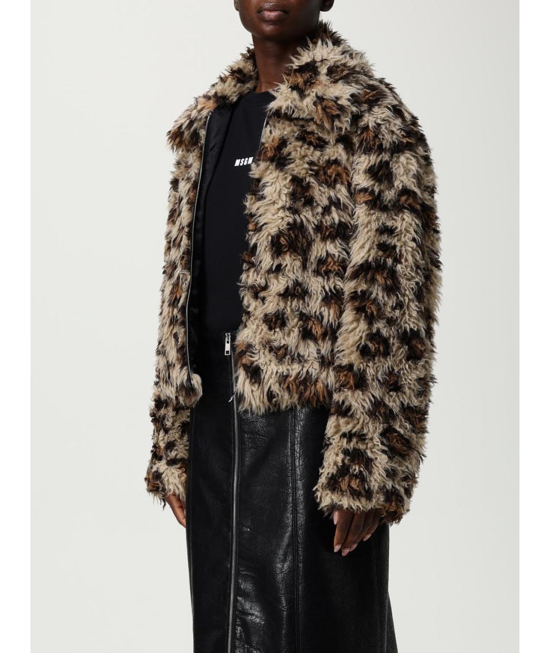 MSGM Бежевая полиэстеровая шуба, фото 4