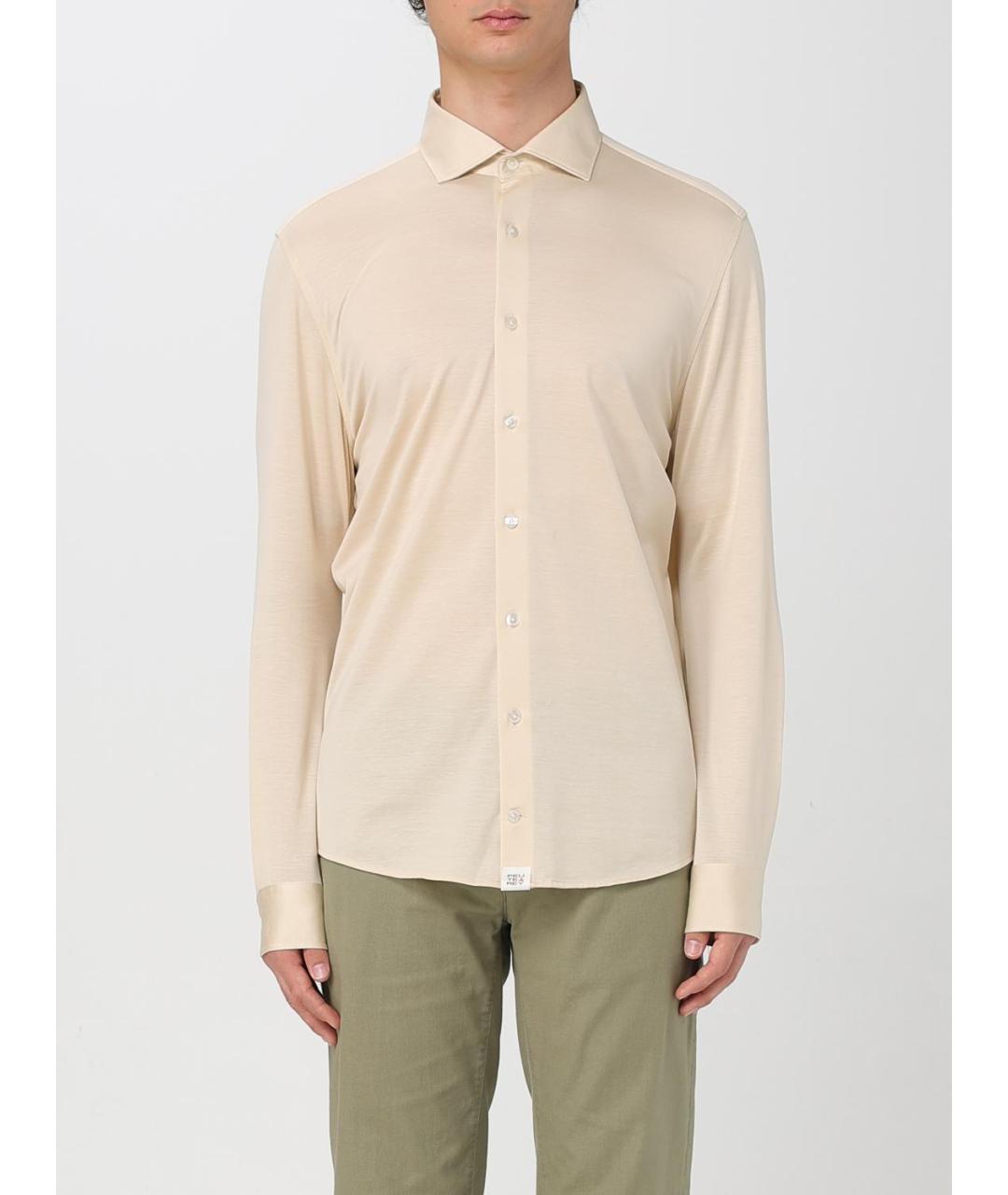 PEUTEREY Бежевая хлопковая классическая рубашка, фото 4