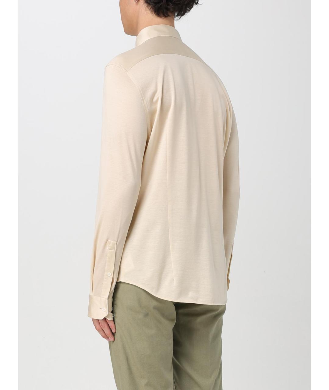PEUTEREY Бежевая хлопковая классическая рубашка, фото 2