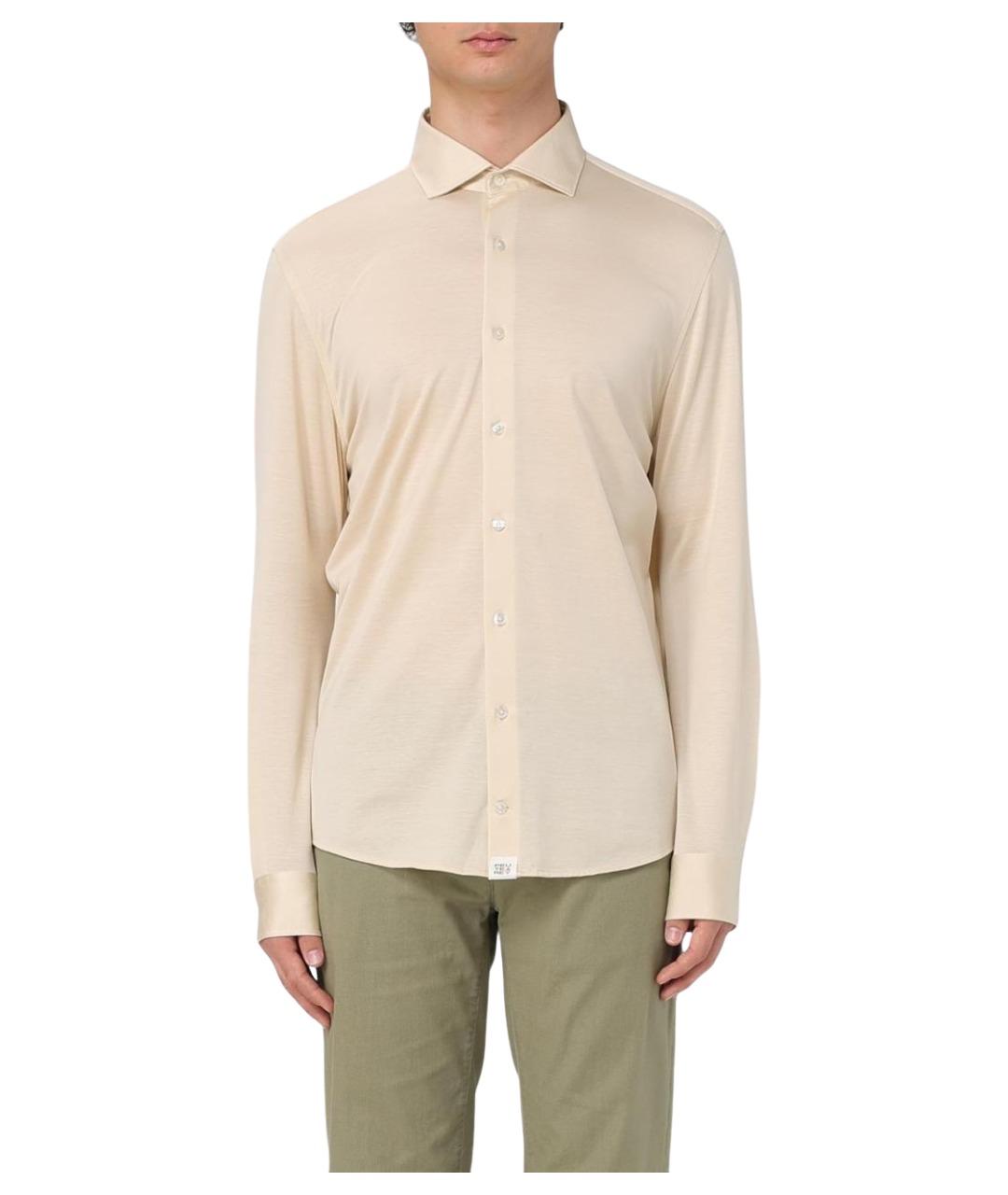 PEUTEREY Бежевая хлопковая классическая рубашка, фото 1