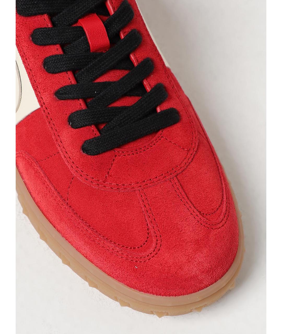 VALENTINO Красные замшевые низкие кроссовки / кеды, фото 4