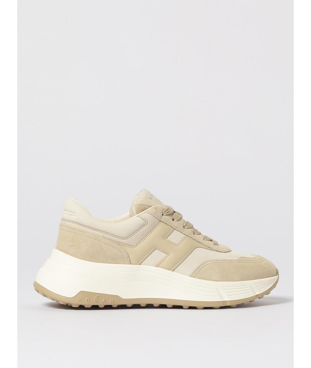 HOGAN Бежевые кожаные кроссовки, фото 5