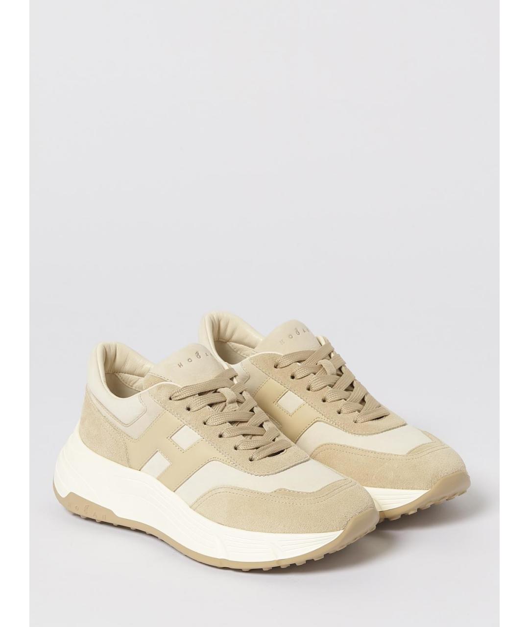 HOGAN Бежевые кожаные кроссовки, фото 2