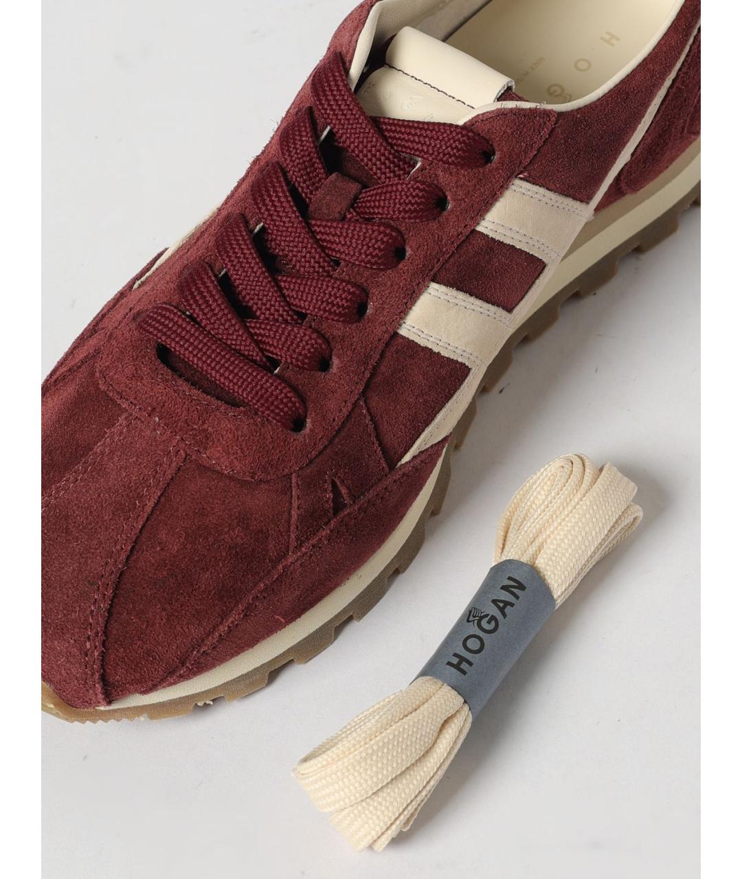 HOGAN Бордовые замшевые кроссовки, фото 4