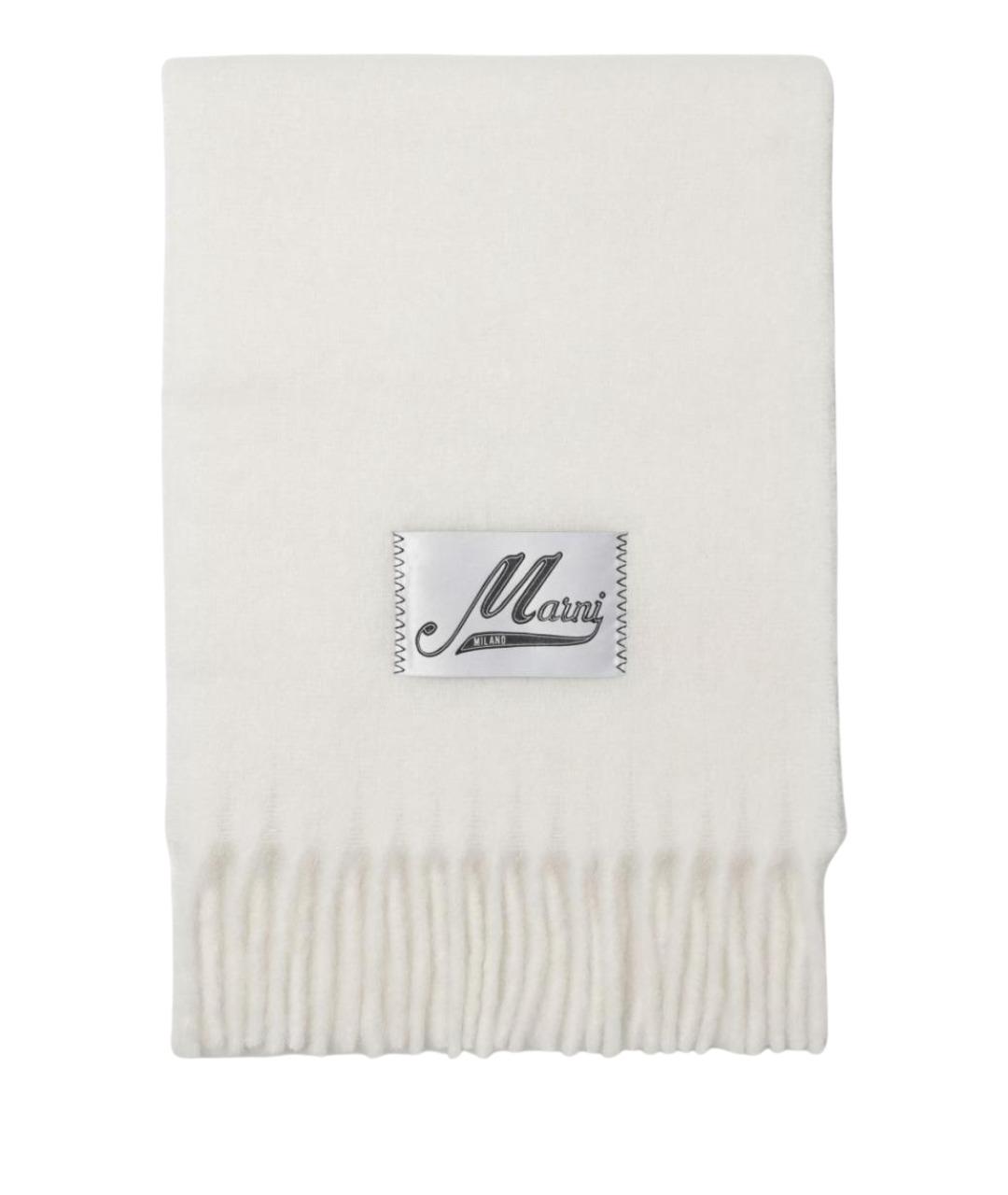 MARNI Белый шерстяной шарф, фото 1