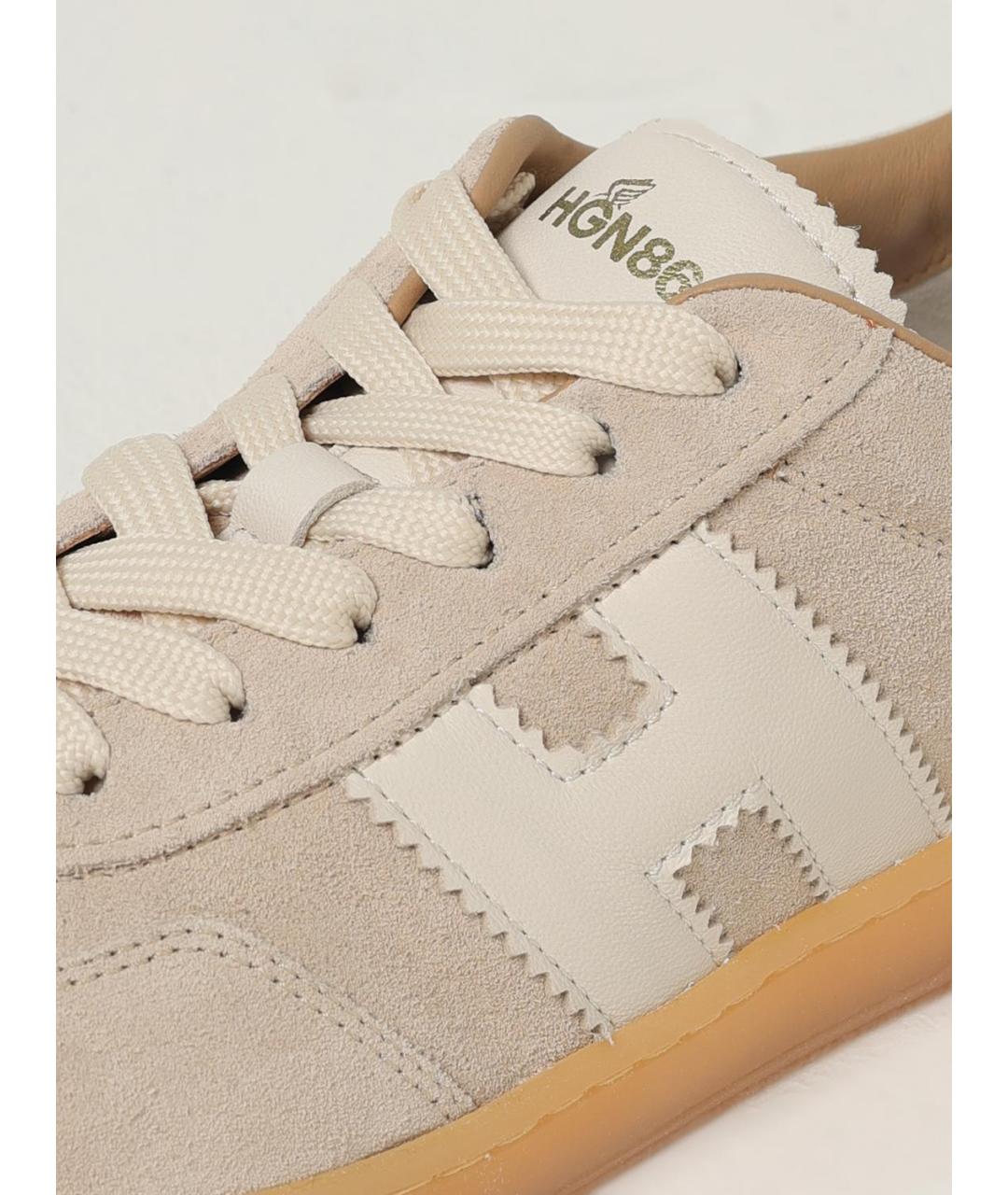 HOGAN Бежевые кожаные кеды, фото 4