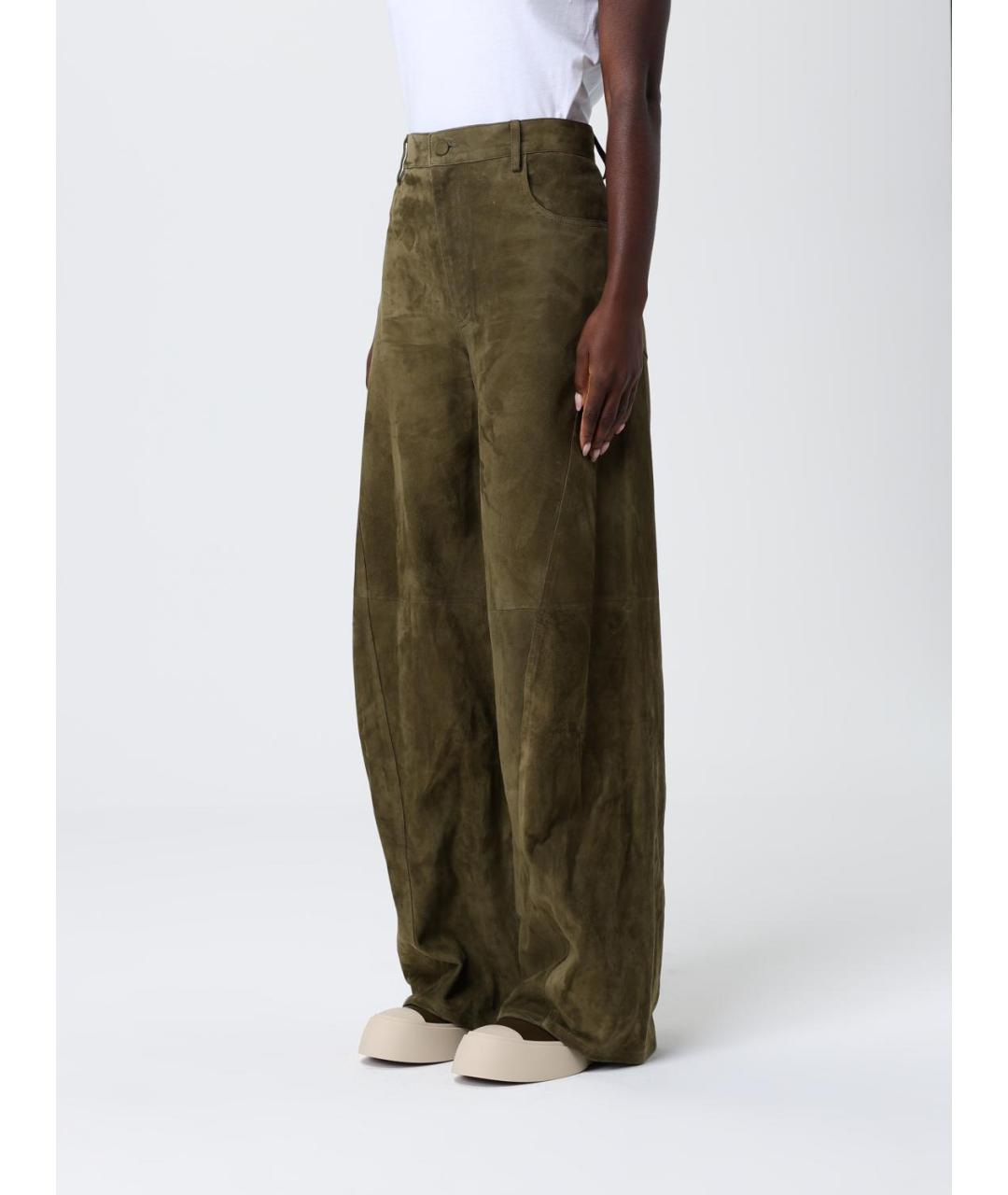 MARNI Зеленые прямые брюки, фото 5