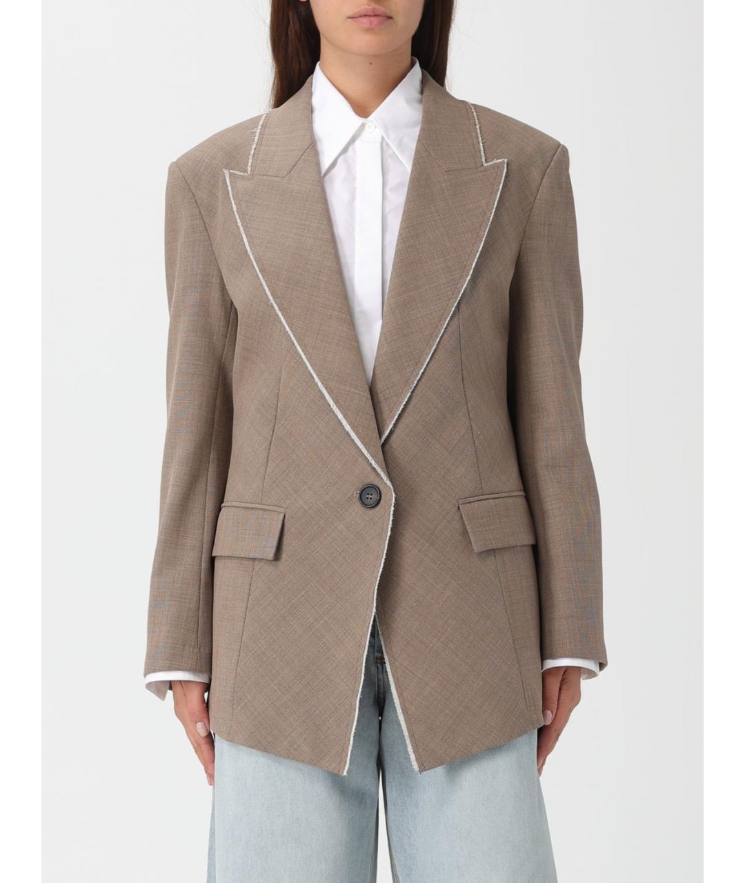 MEIMEIJ Бежевый полиэстеровый жакет/пиджак, фото 5