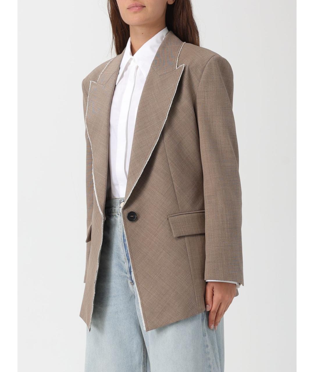 MEIMEIJ Бежевый полиэстеровый жакет/пиджак, фото 3