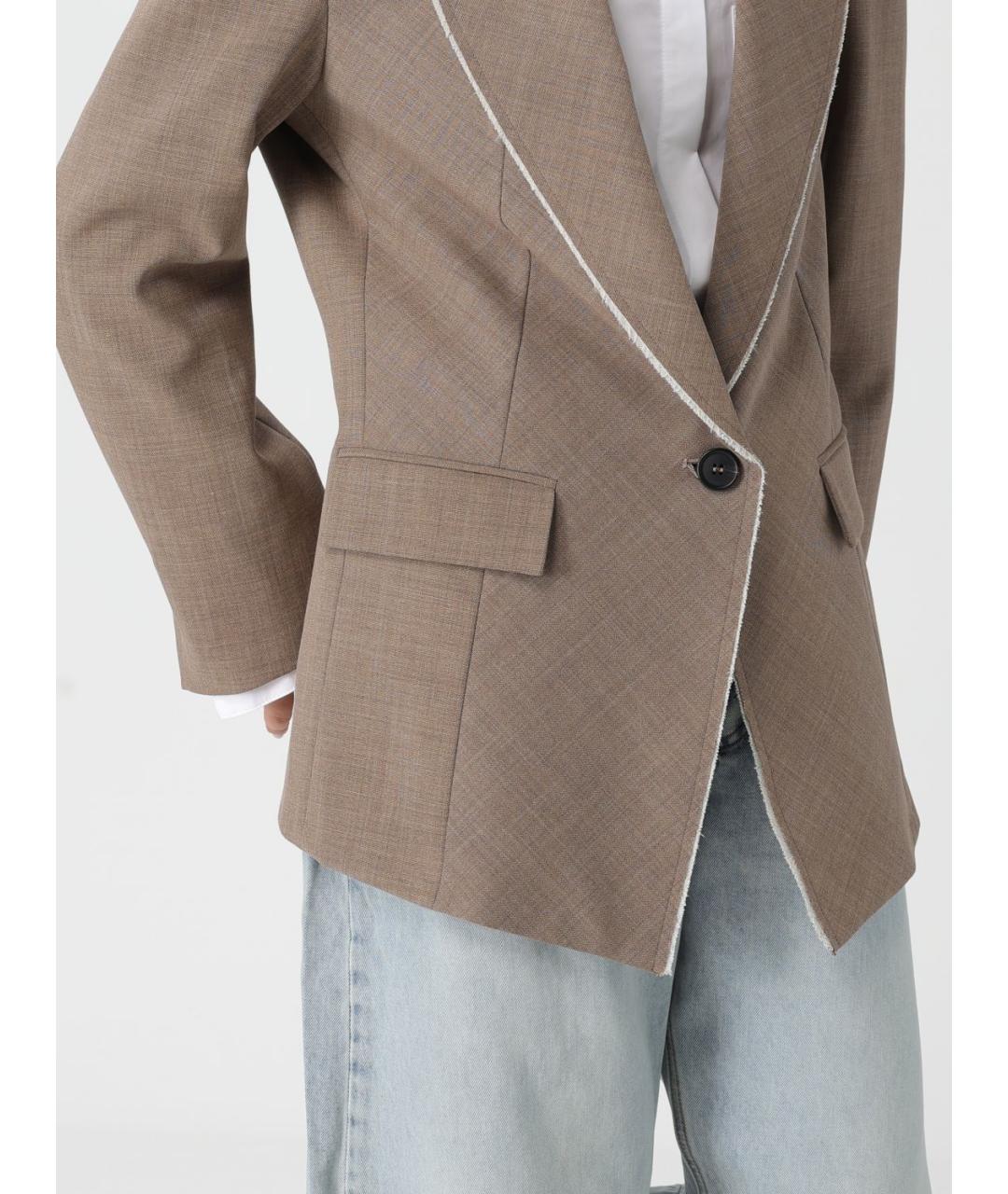 MEIMEIJ Бежевый полиэстеровый жакет/пиджак, фото 4