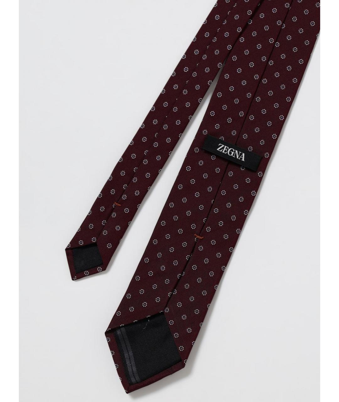 ZEGNA Бордовый шелковый галстук, фото 2
