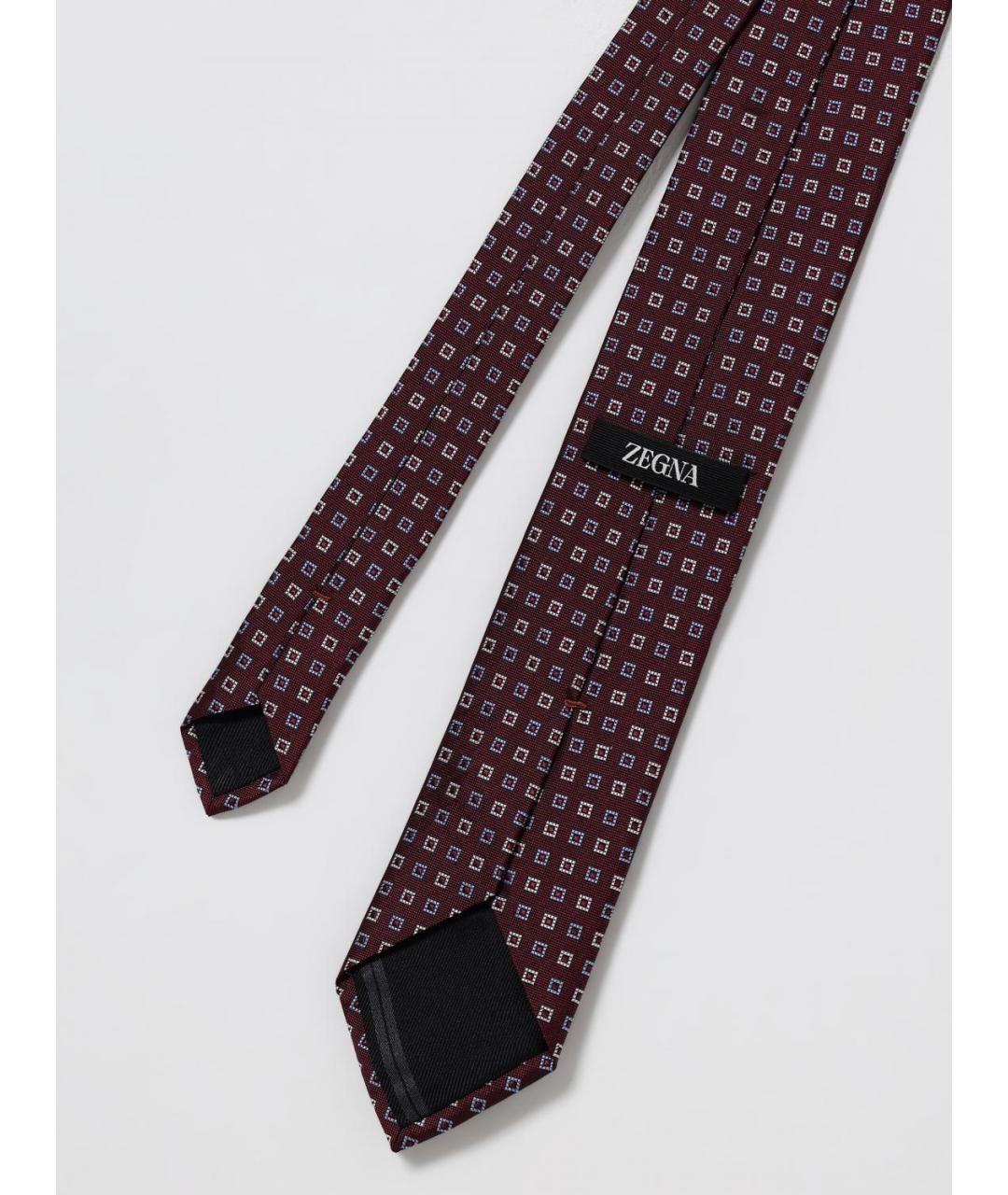 ZEGNA Бордовый шелковый галстук, фото 2