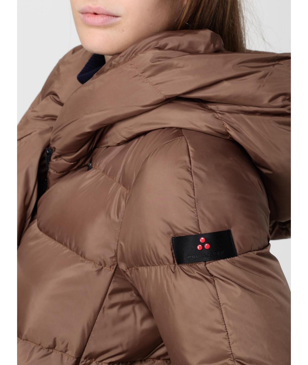 PEUTEREY Коричневый полиэстеровый пуховик, фото 4