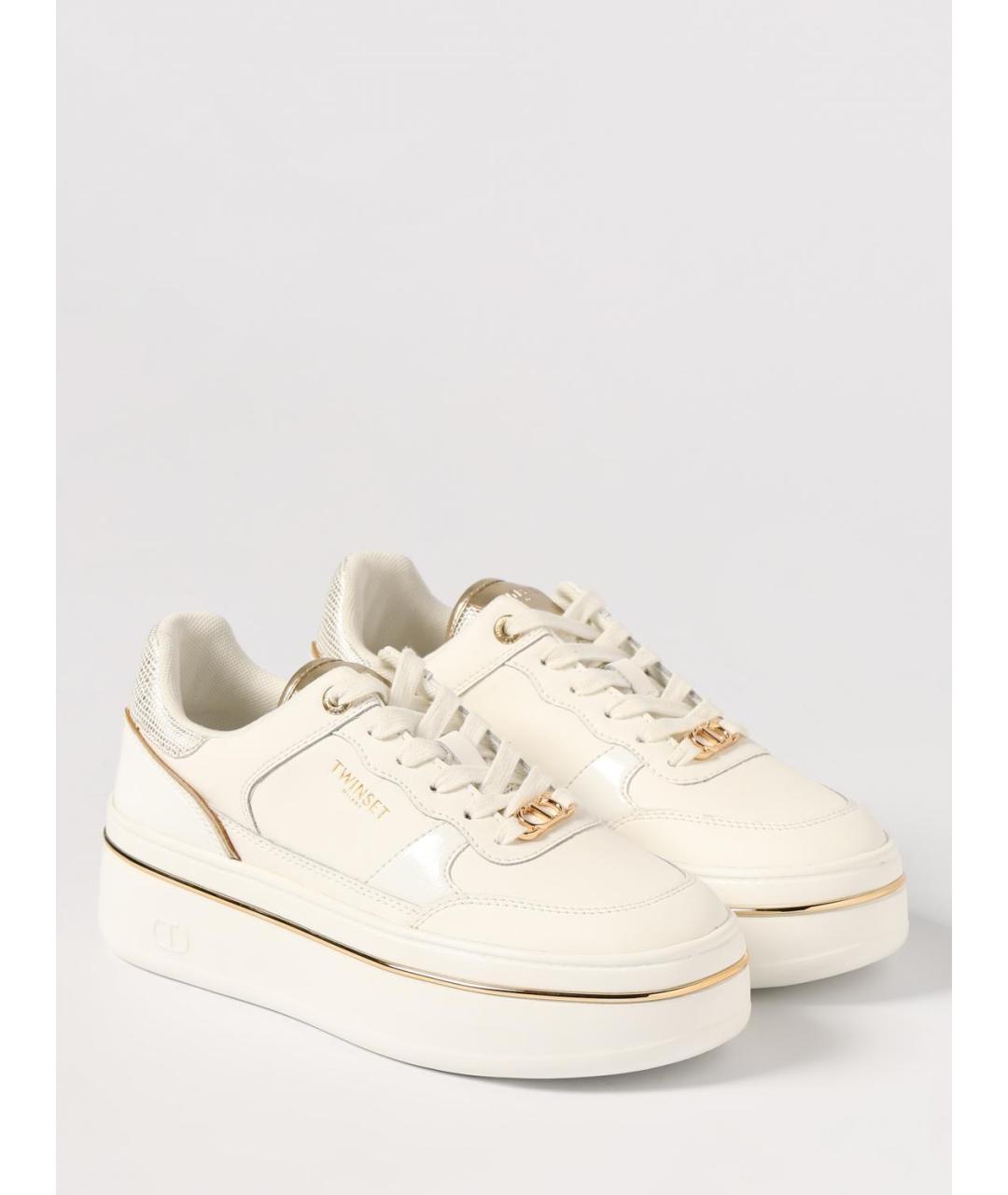 TWIN-SET Белые кеды из искусственной кожи, фото 2