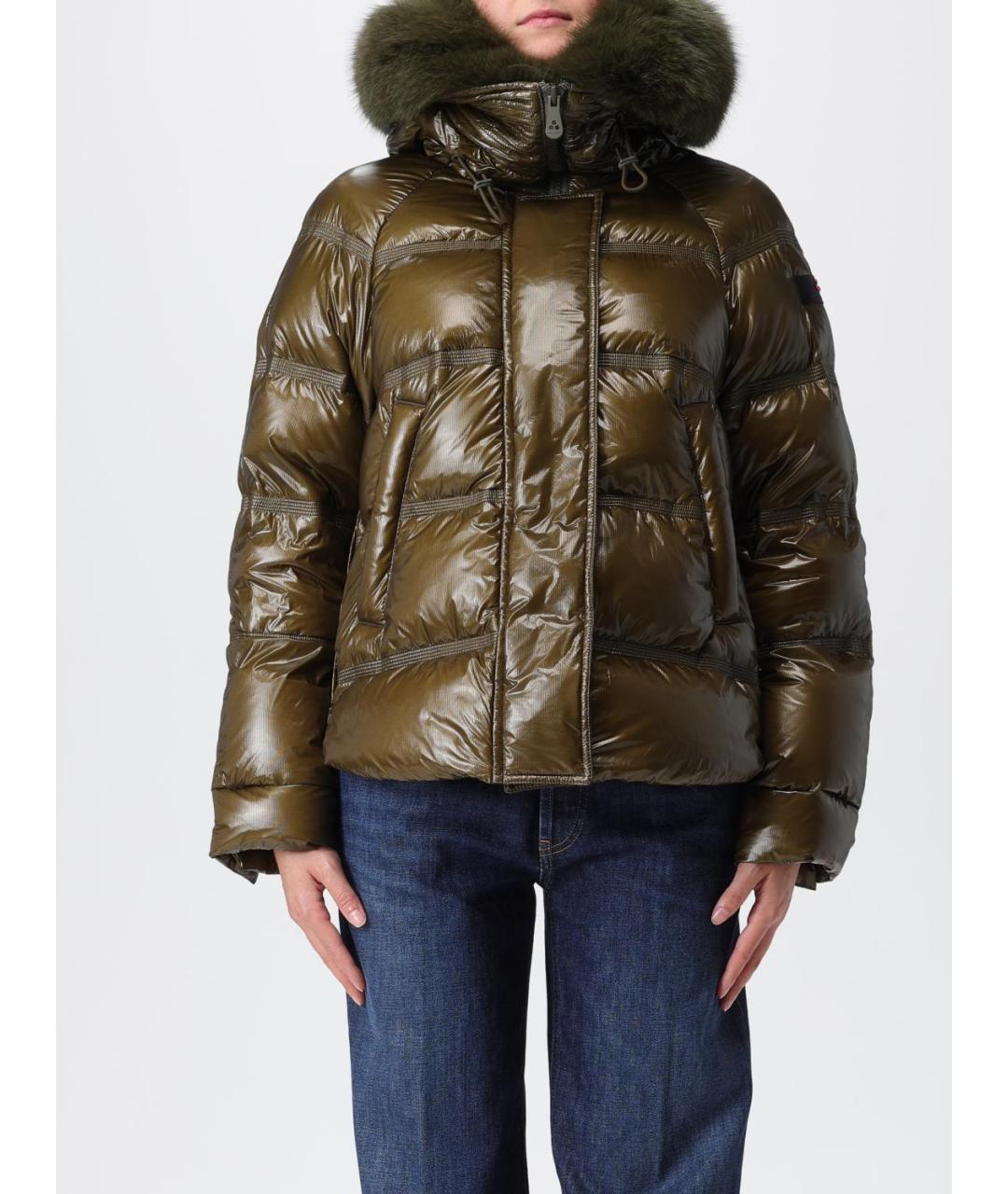 PEUTEREY Зеленый полиамидовый пуховик, фото 2