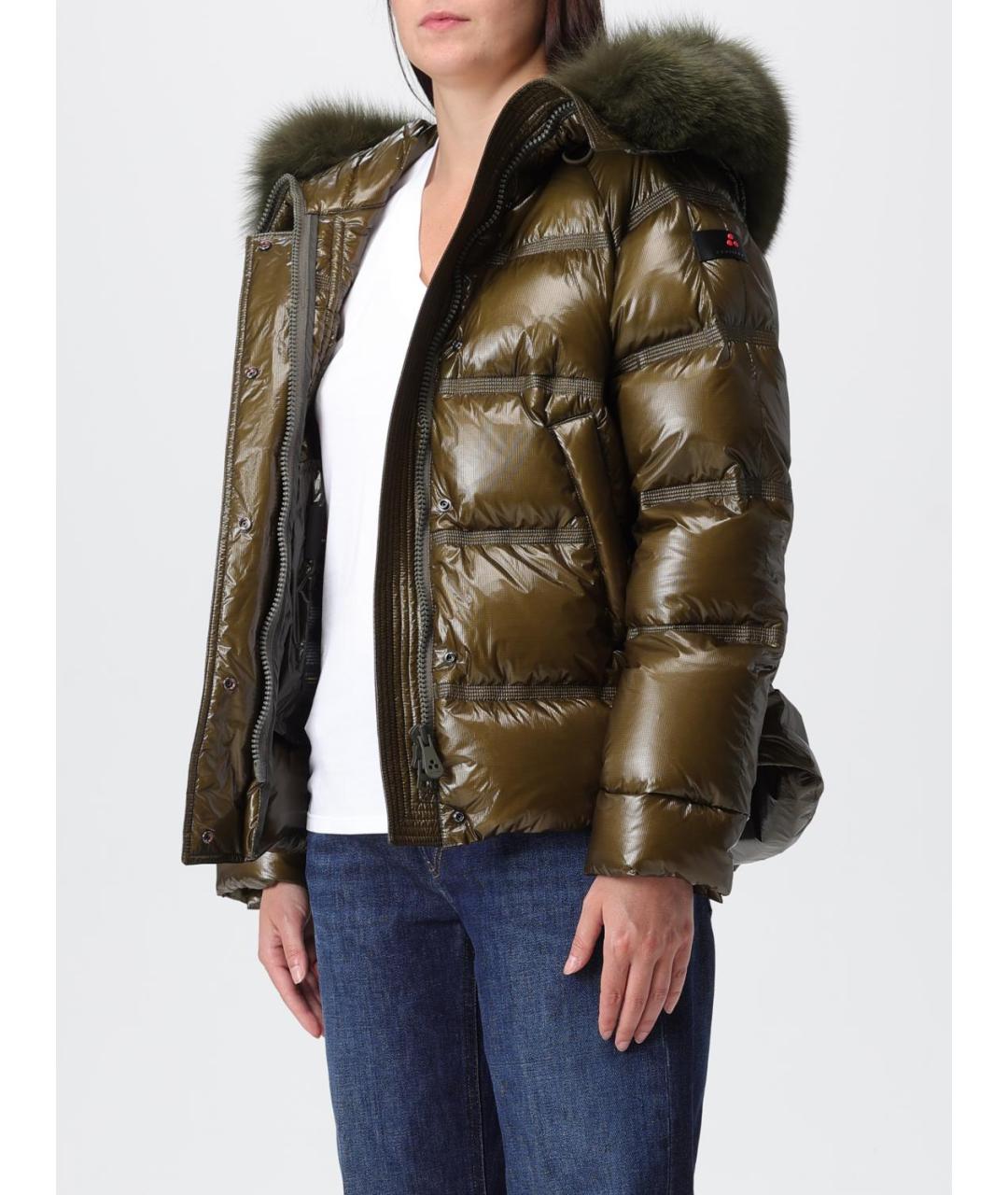 PEUTEREY Зеленый полиамидовый пуховик, фото 4