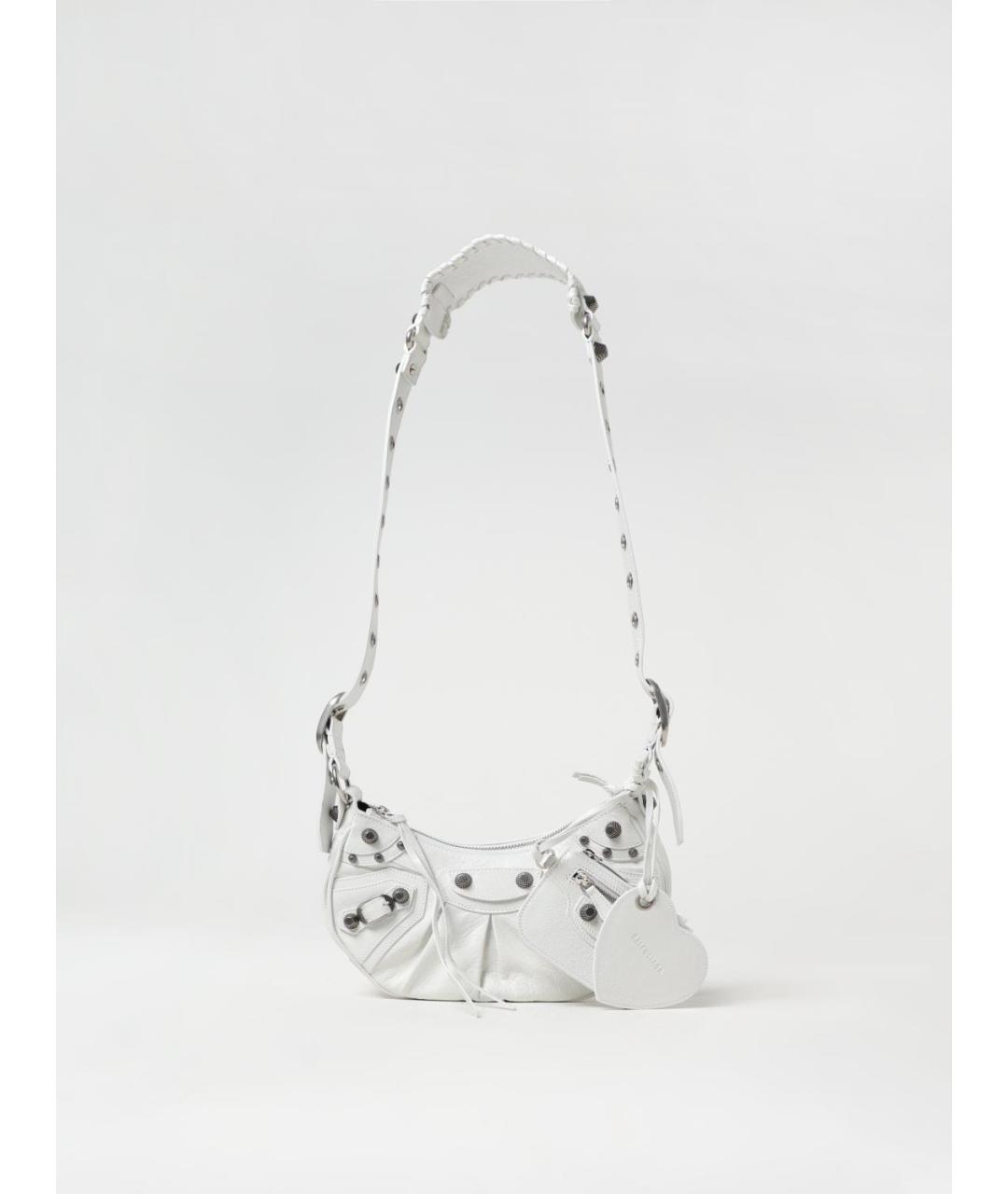 BALENCIAGA Белая кожаная сумка через плечо, фото 6
