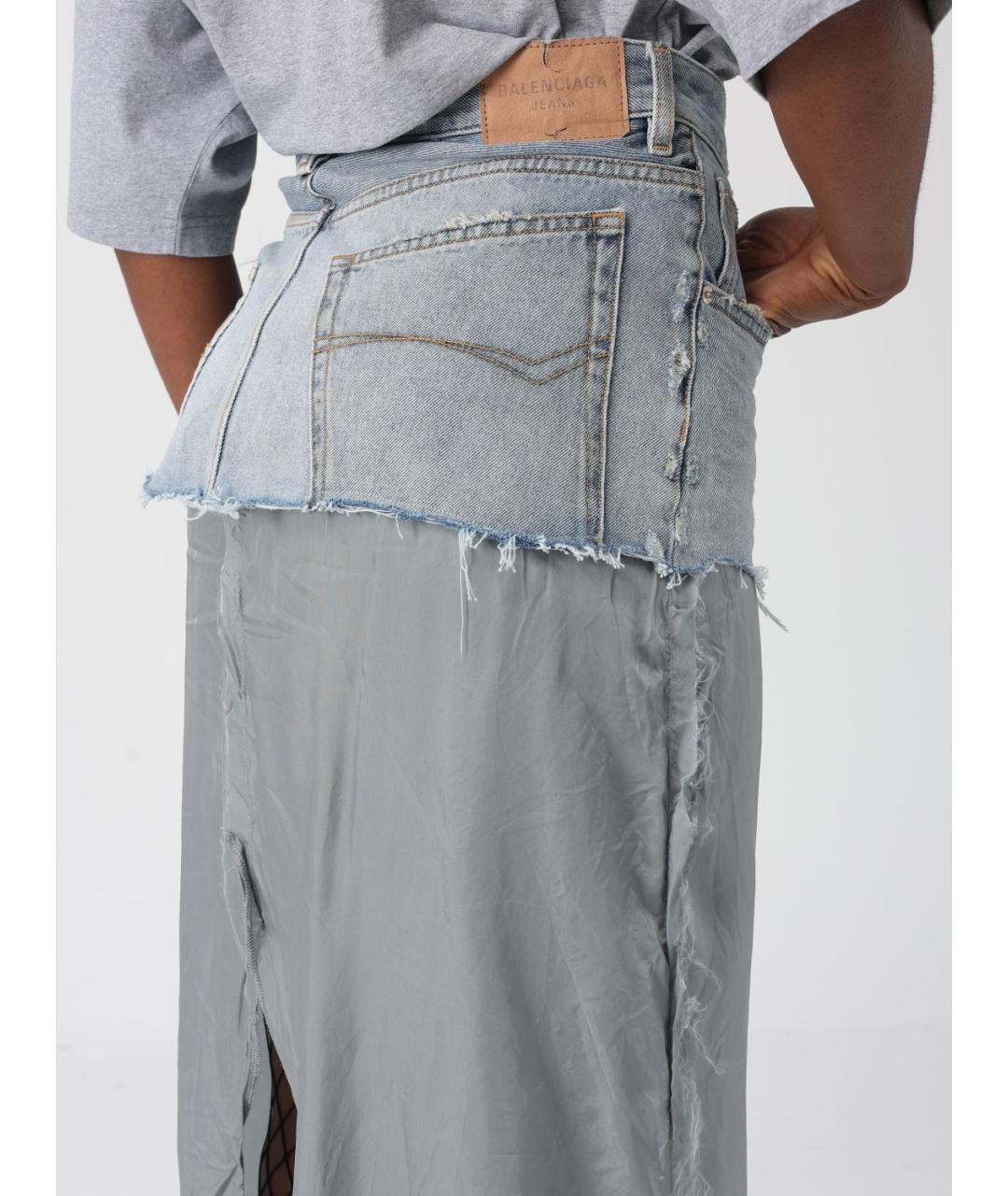 BALENCIAGA Голубая хлопковая юбка миди, фото 5