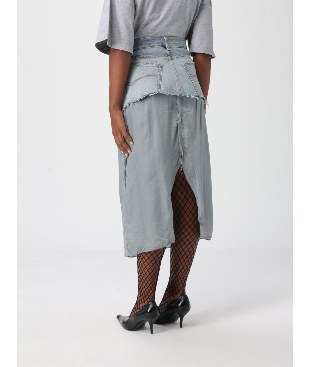 BALENCIAGA Голубая хлопковая юбка миди, фото 3